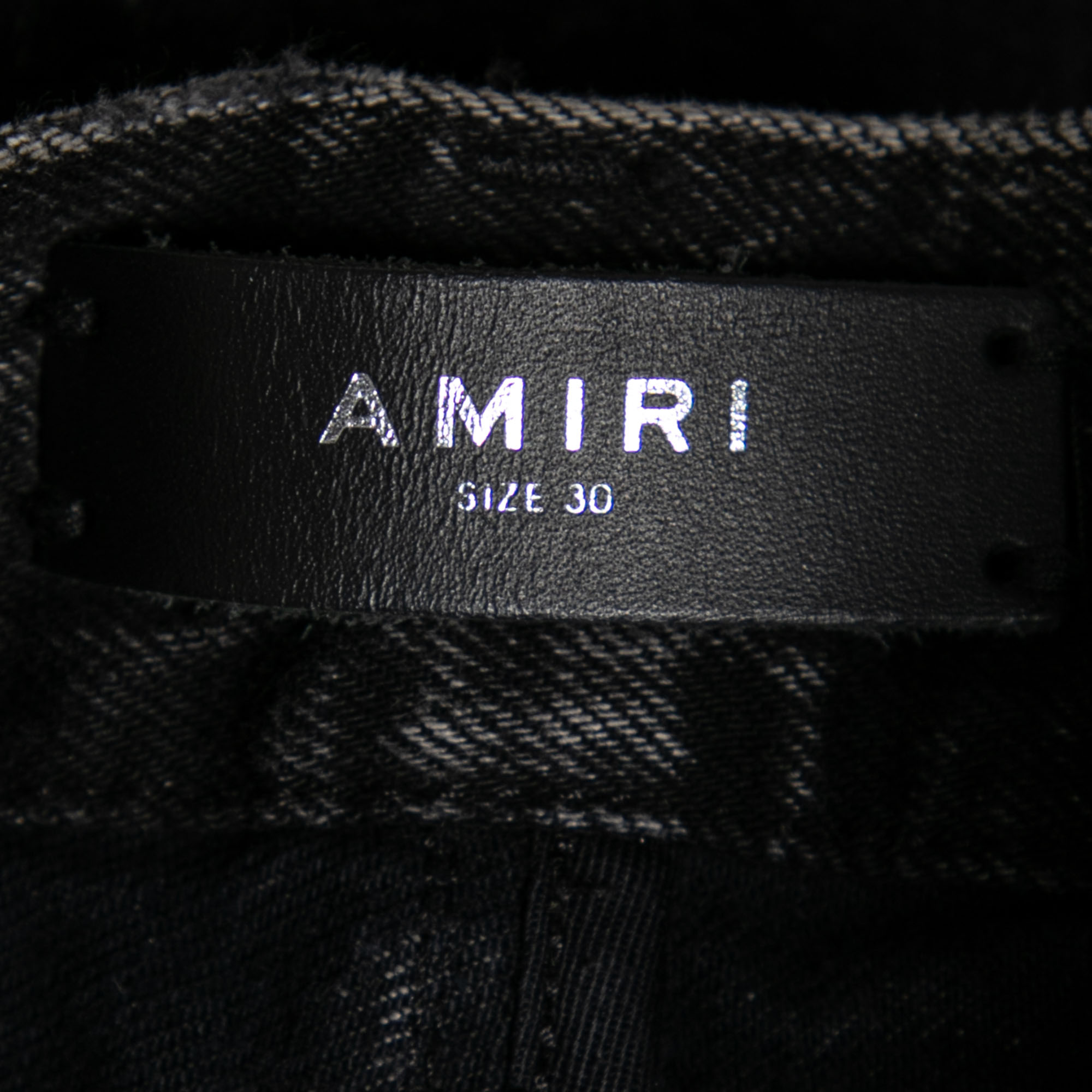Amiri Black Distressed Contrast Stripe Printed Denim Shorts S