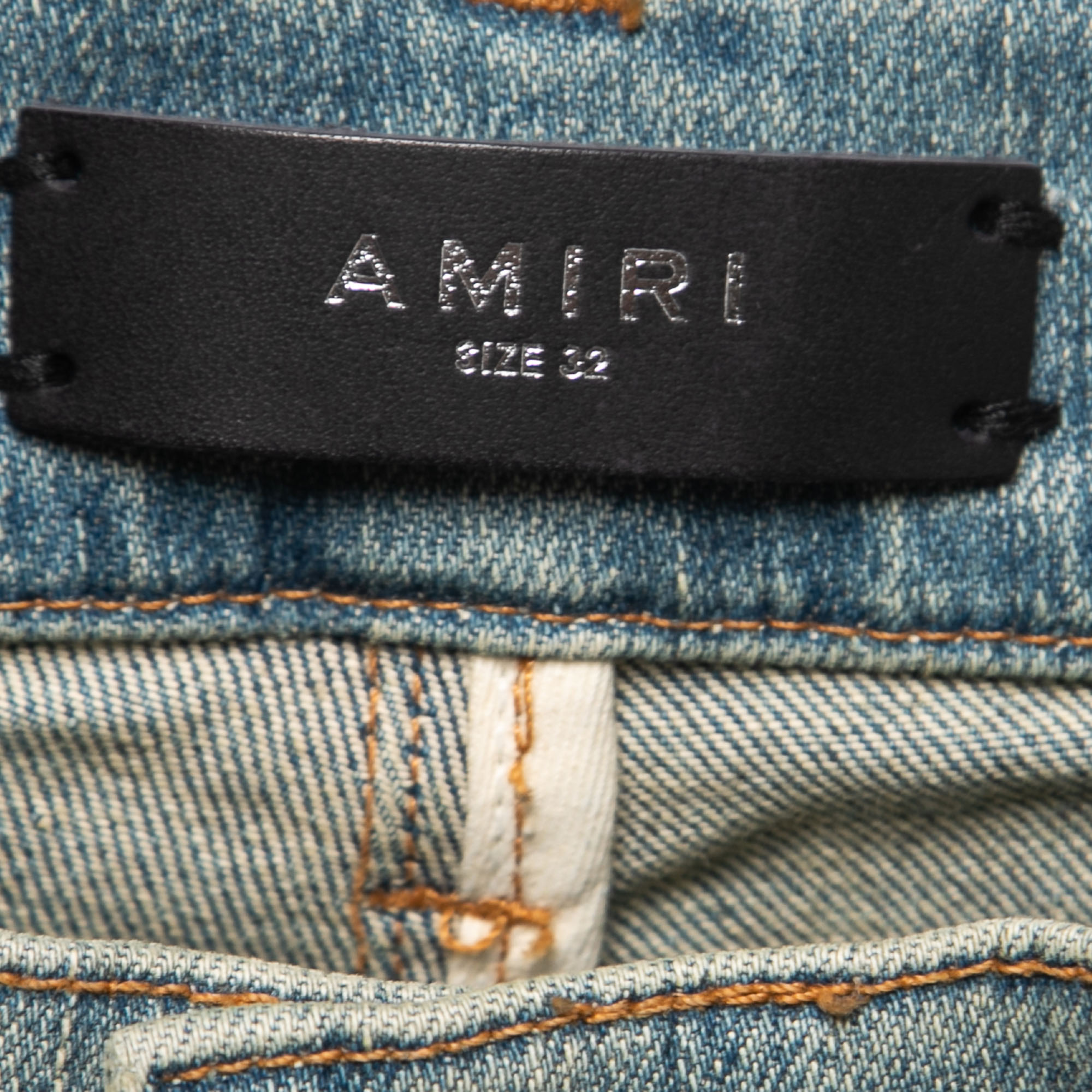 Amiri Blue Distressed Denim Skinny Jeans M Waist 32