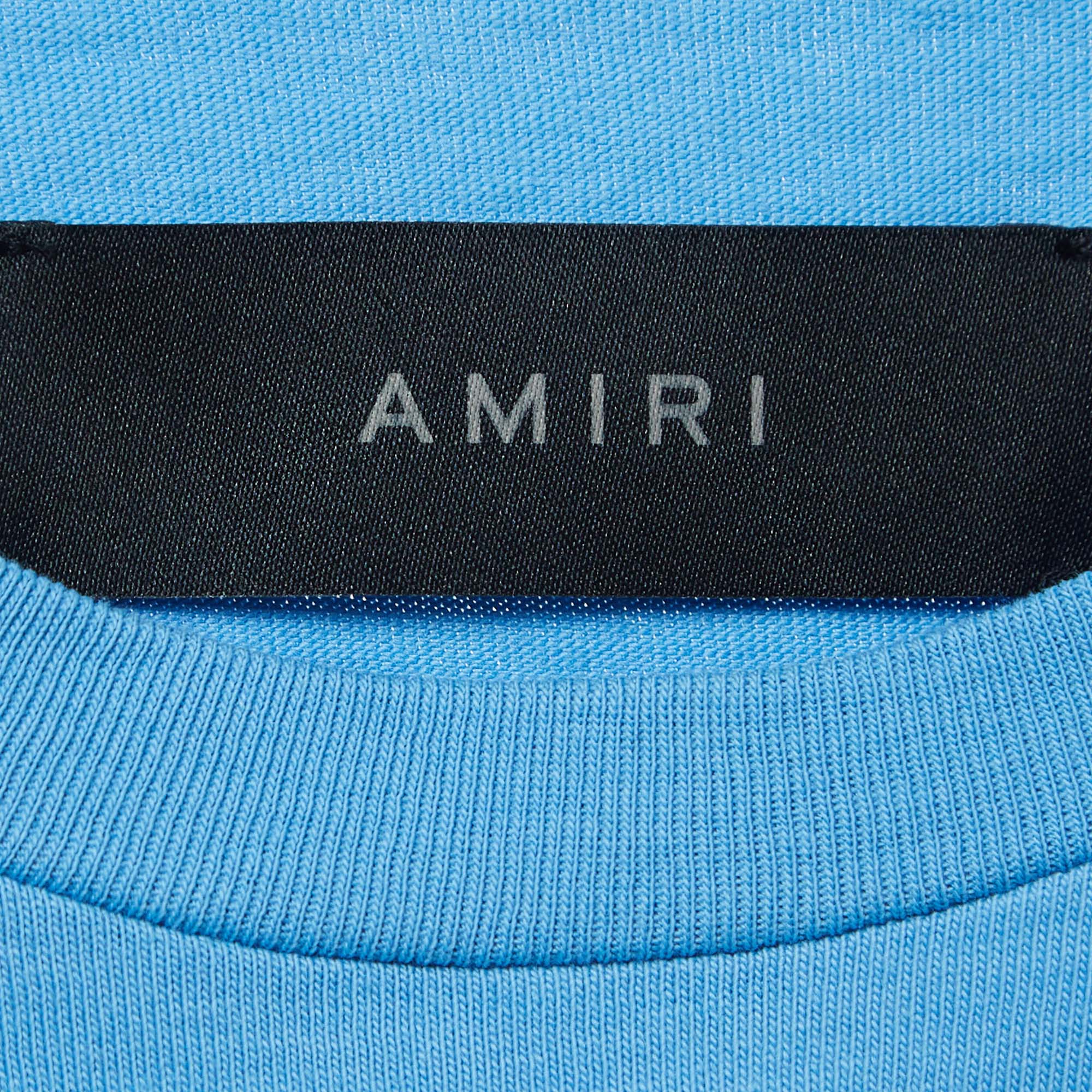 Amiri Blue Print Cotton Half Sleeve T-Shirt L