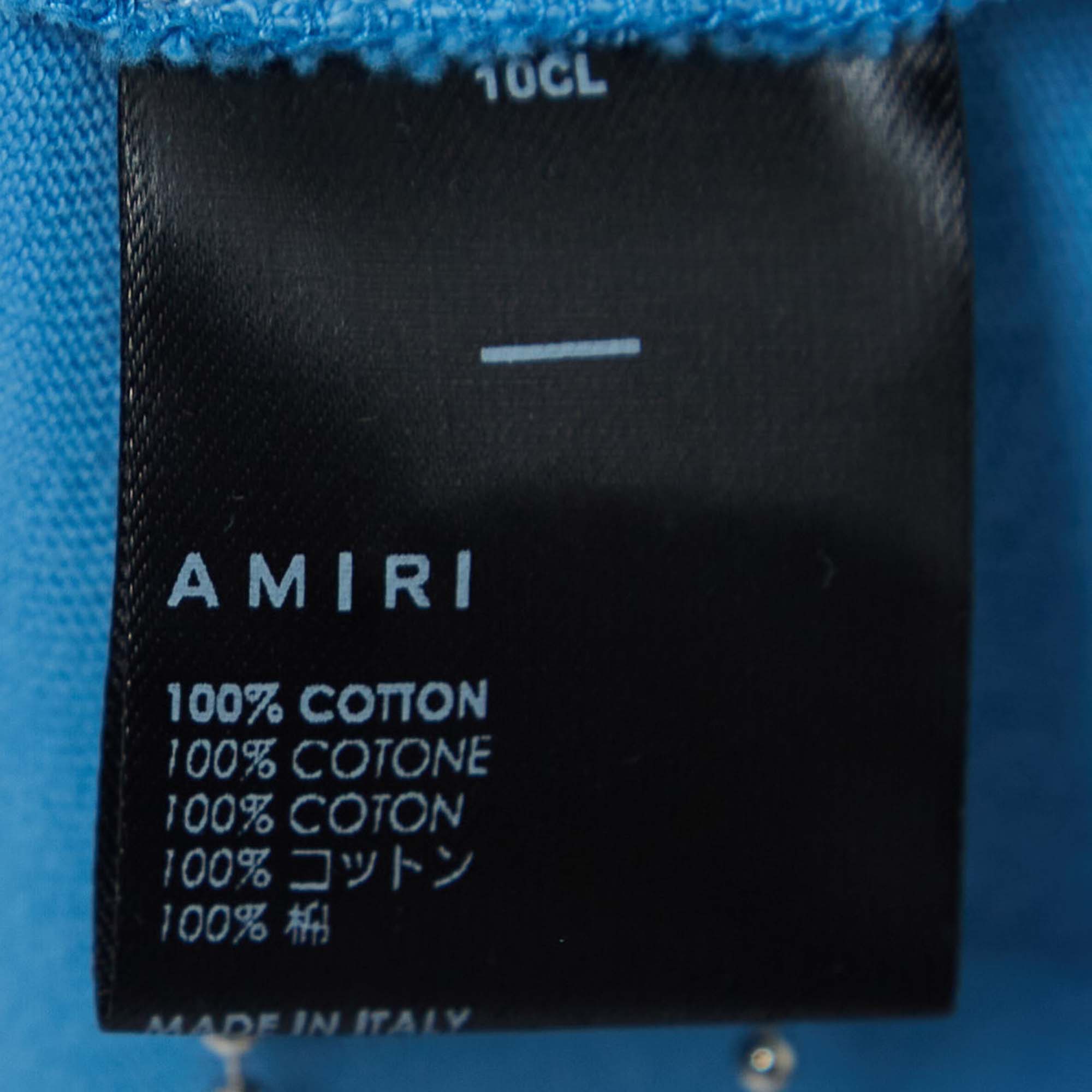 Amiri Blue Print Cotton Half Sleeve T-Shirt S