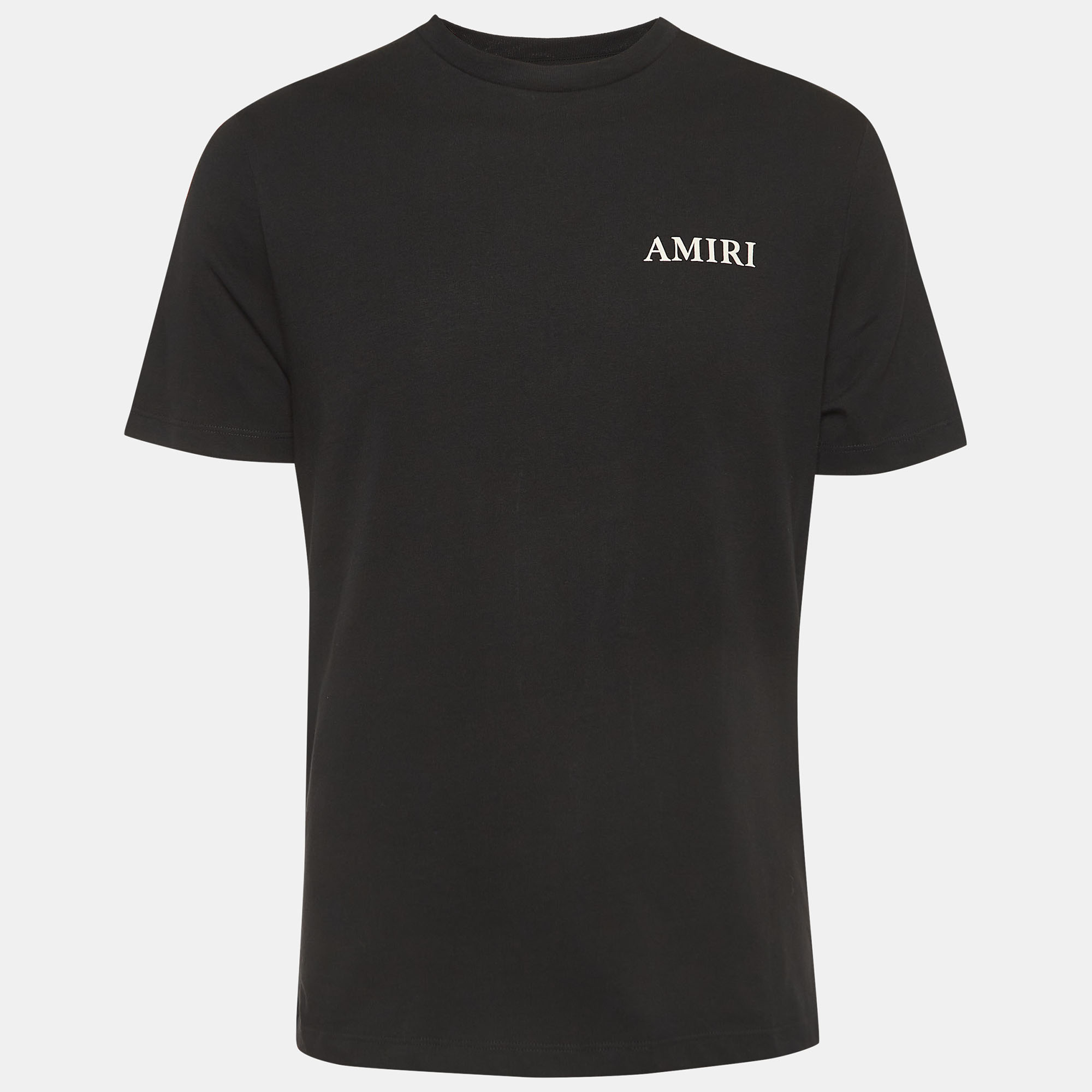 Amiri Black Logo Print Cotton Half Sleeve T-Shirt S