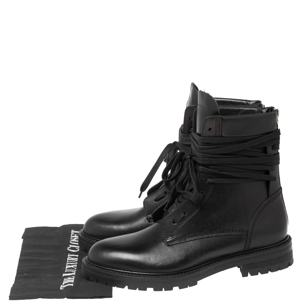 Amiri Black Leather Combat Boots Size 42
