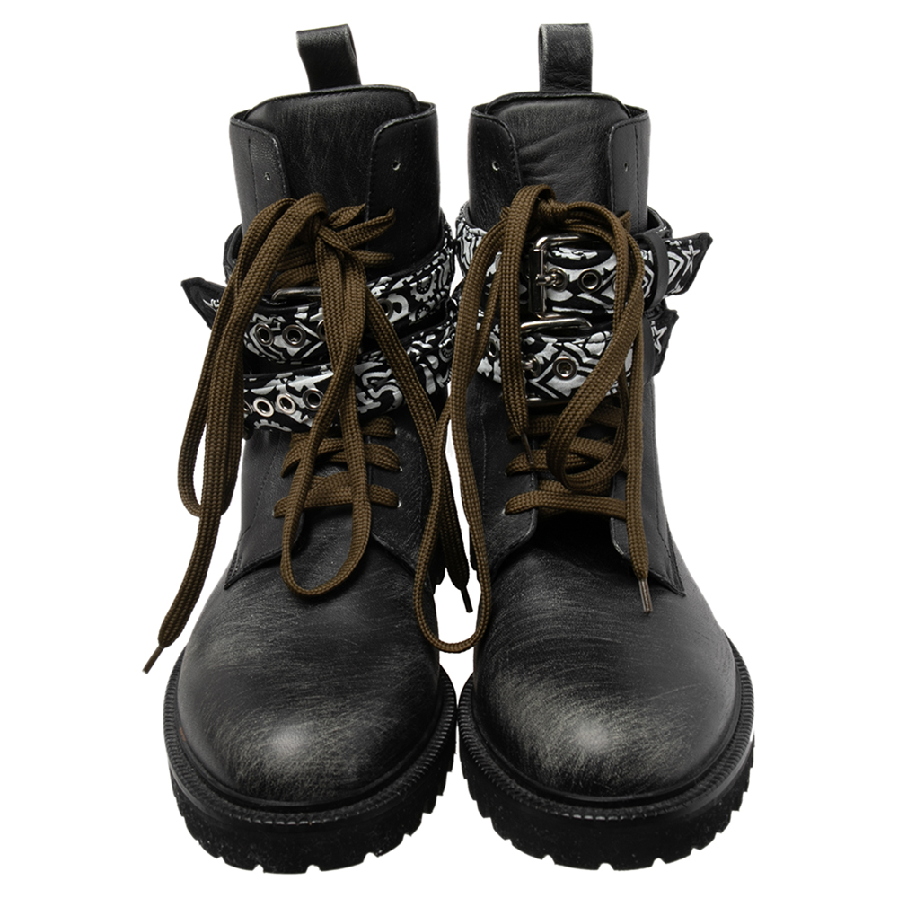 Amiri Black Leather Combat Boots Size 41