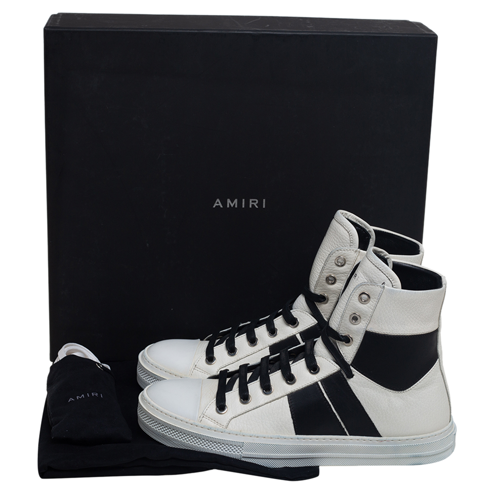 Amiri White/Black Leather Sunset High Top Sneakers Size 40