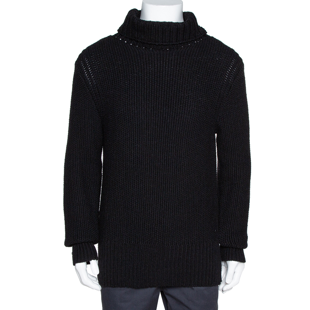 

Ann Demeulemeester Black Alpaca Wool Knit Pepito Roll Neck Jumper