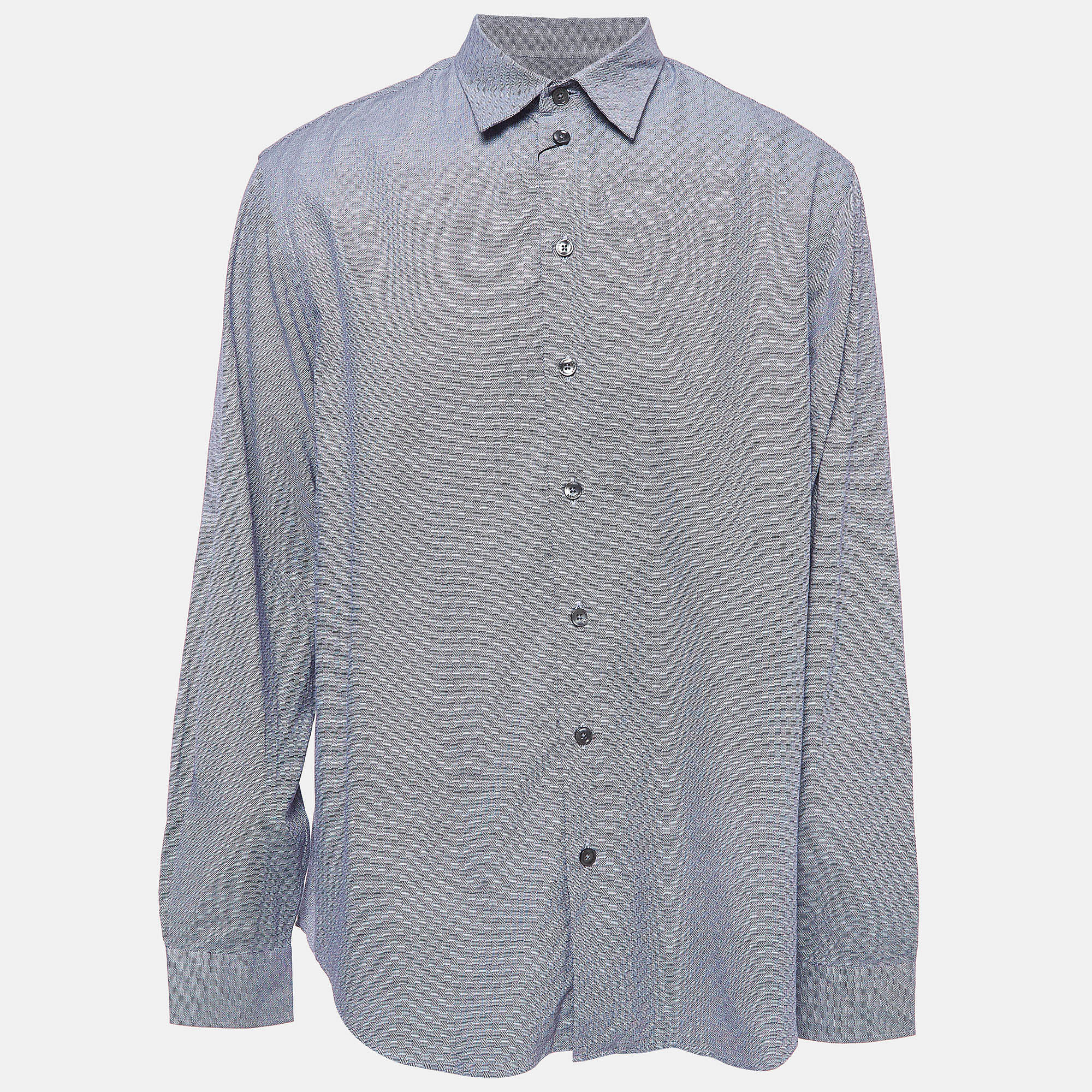 Armani collezioni blue cotton long sleeve button front shirt xl