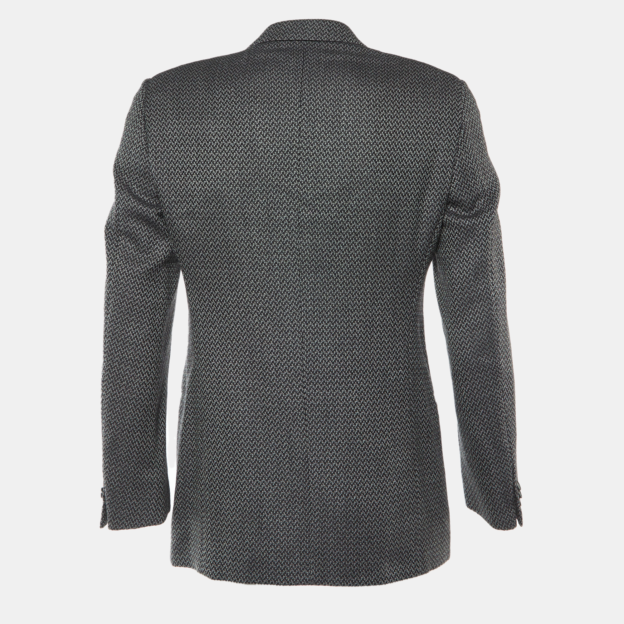 Armani Collezioni Black Patterned Wool Single Breasted Blazer S