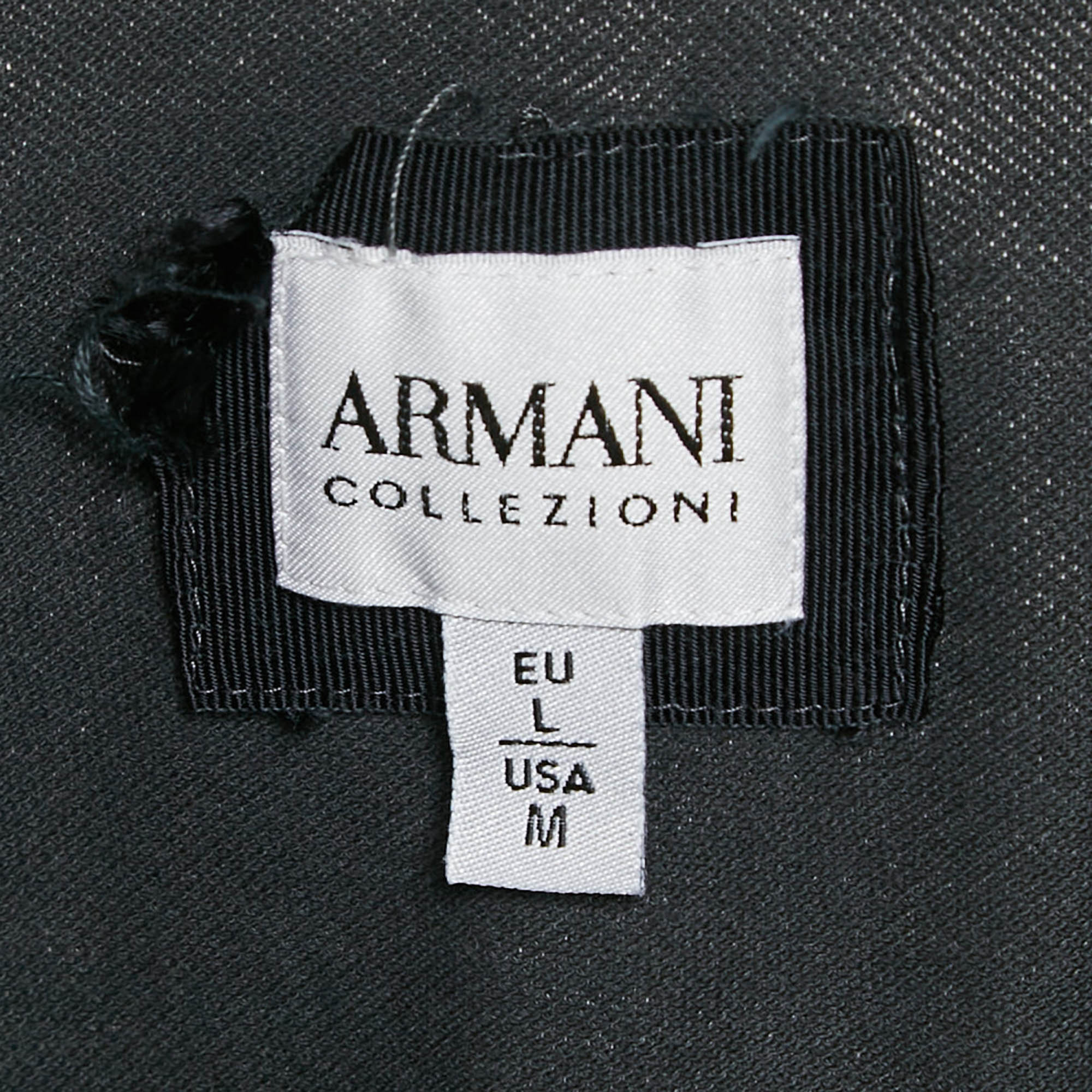 Armani Collezioni Grey Logo Embroidered Cotton Pique Polo T-Shirt L