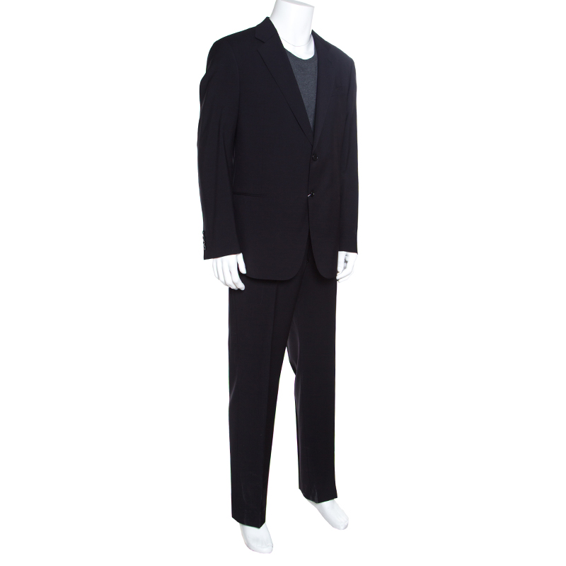 Armani Collezioni Navy Blue Wool Tailored Suit XXL
