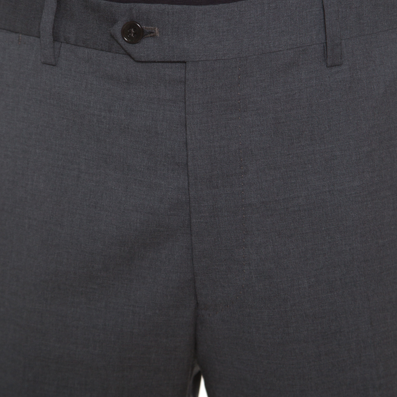 Armani Collezioni Grey Wool Tailored Trousers 4XL