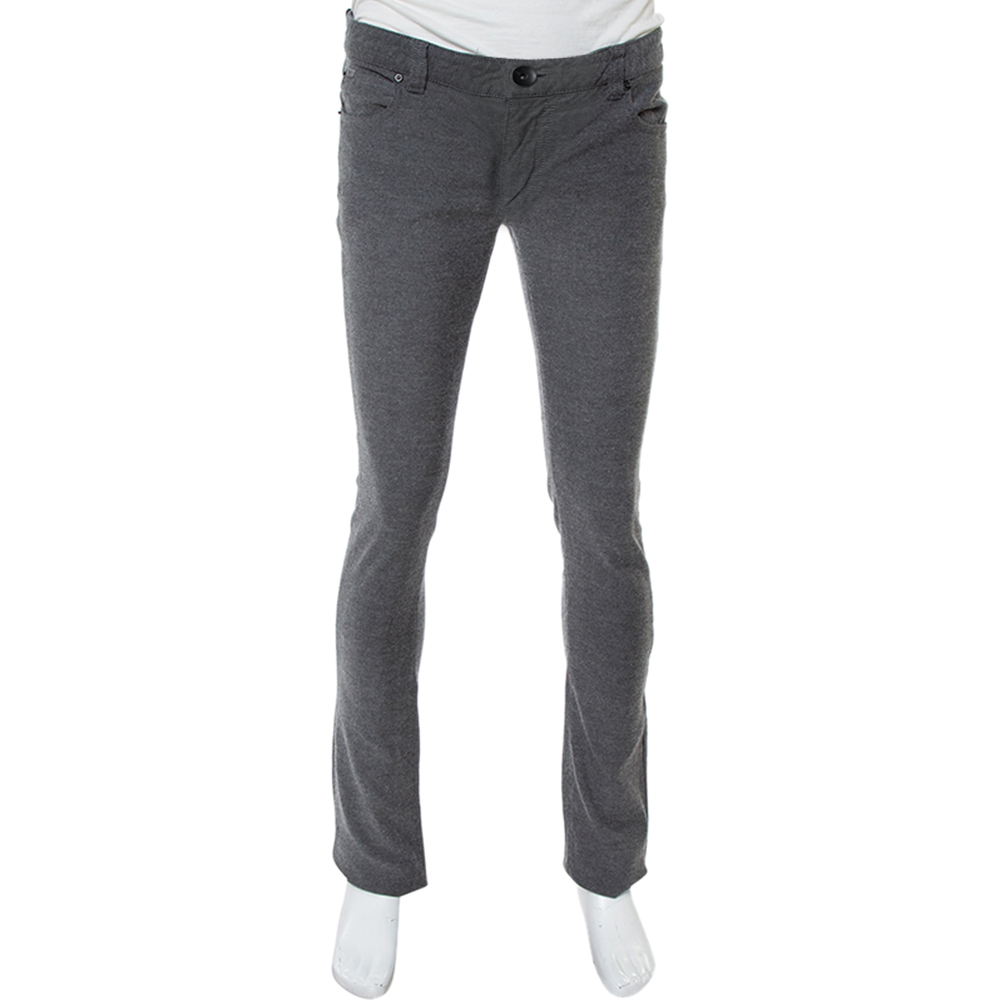 Image of Armani Collezioni Grey Cotton Blend J Slim Fit Trousers M