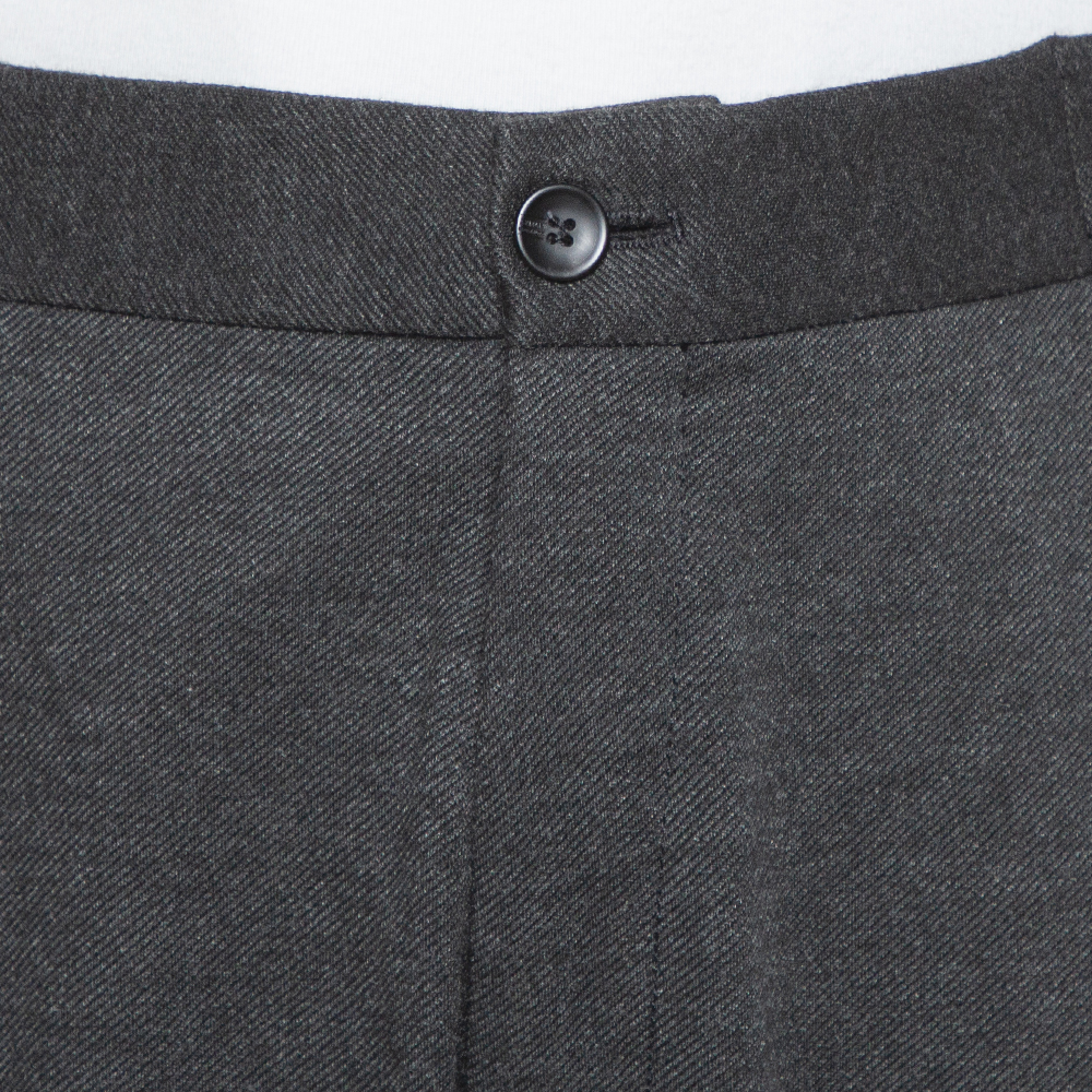 Armani Collezioni Dark Grey Knit Striped Pattern Tapered Trousers 3XL