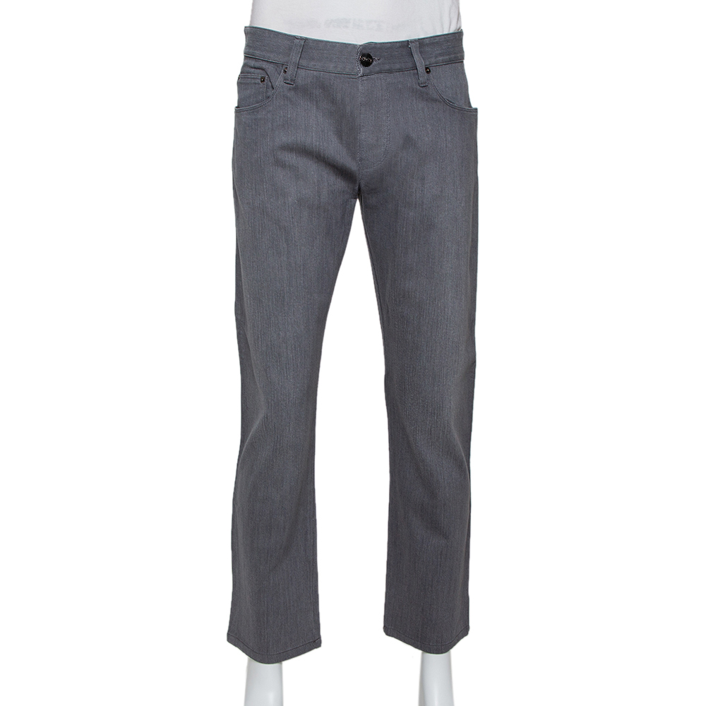 Armani Collezioni Grey Denim Low Rise Tight Leg Regular Fit Jeans M