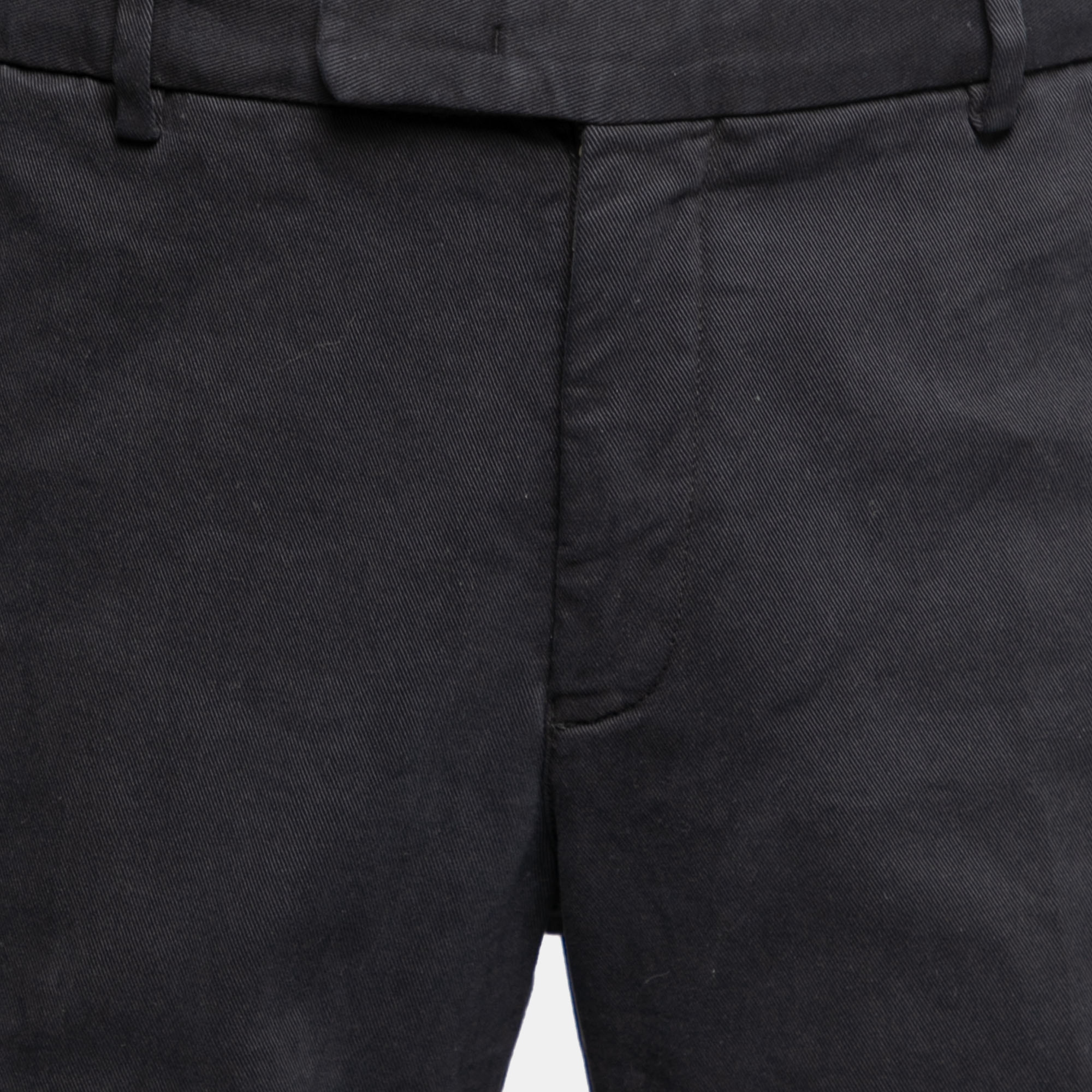 Armani Collezioni Black Cotton Twill Tapered Pants XXL