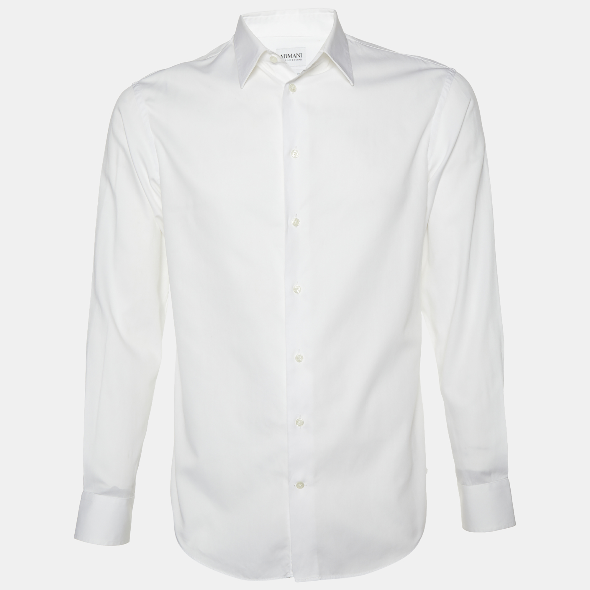 Armani Collezioni White Cotton Modern Fit Shirt M
