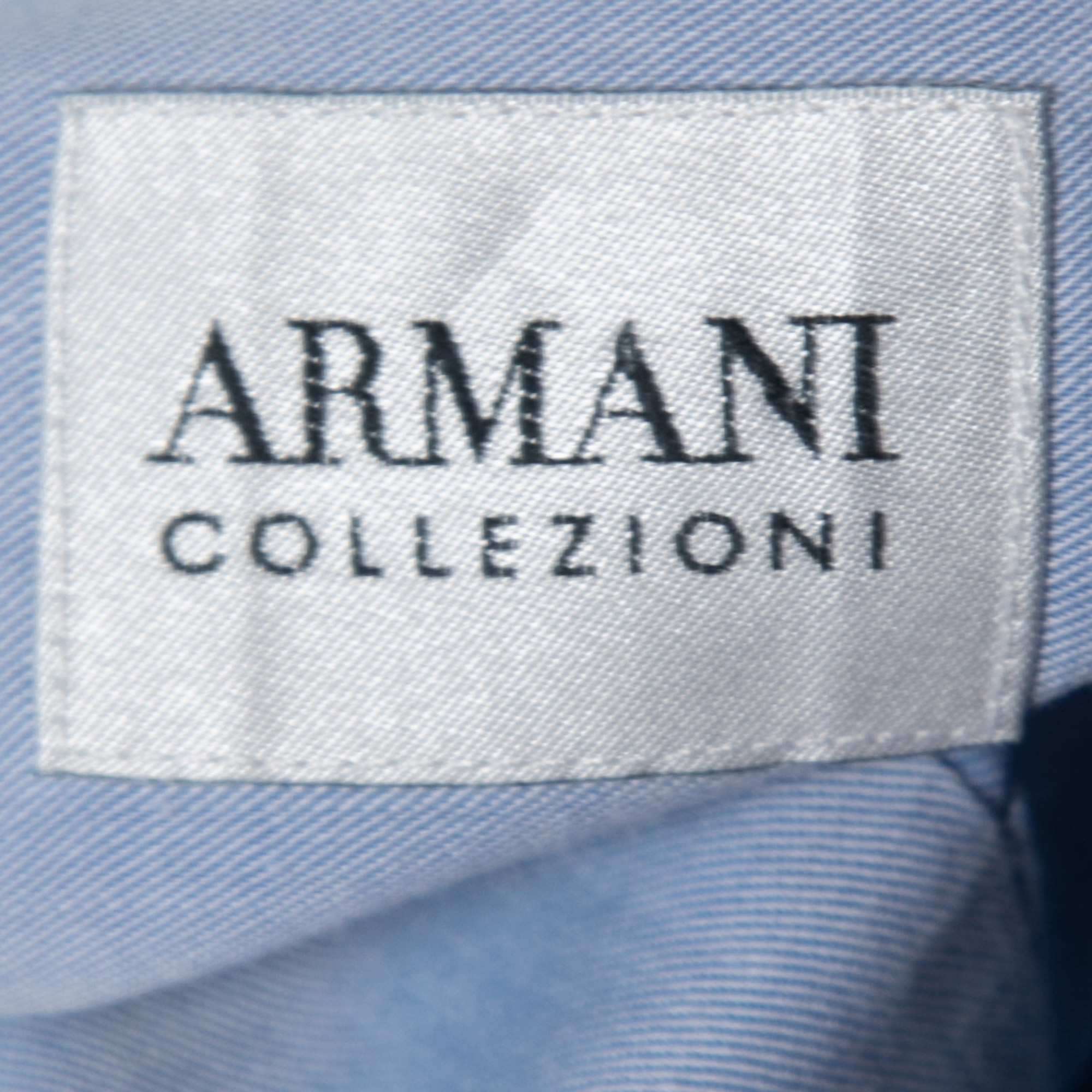 Armani Collezioni Blue Cotton Full Sleeve Shirt M