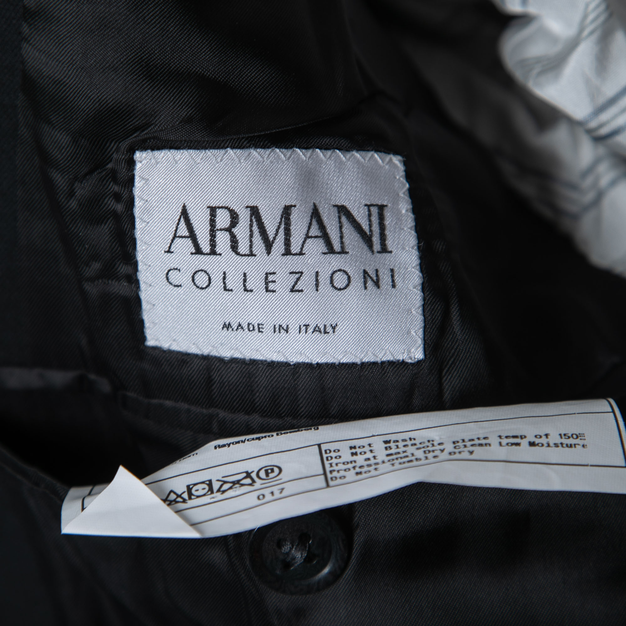Armani Collezioni Midnight Blue Striped Wool Blend Single-Breasted Blazer XL