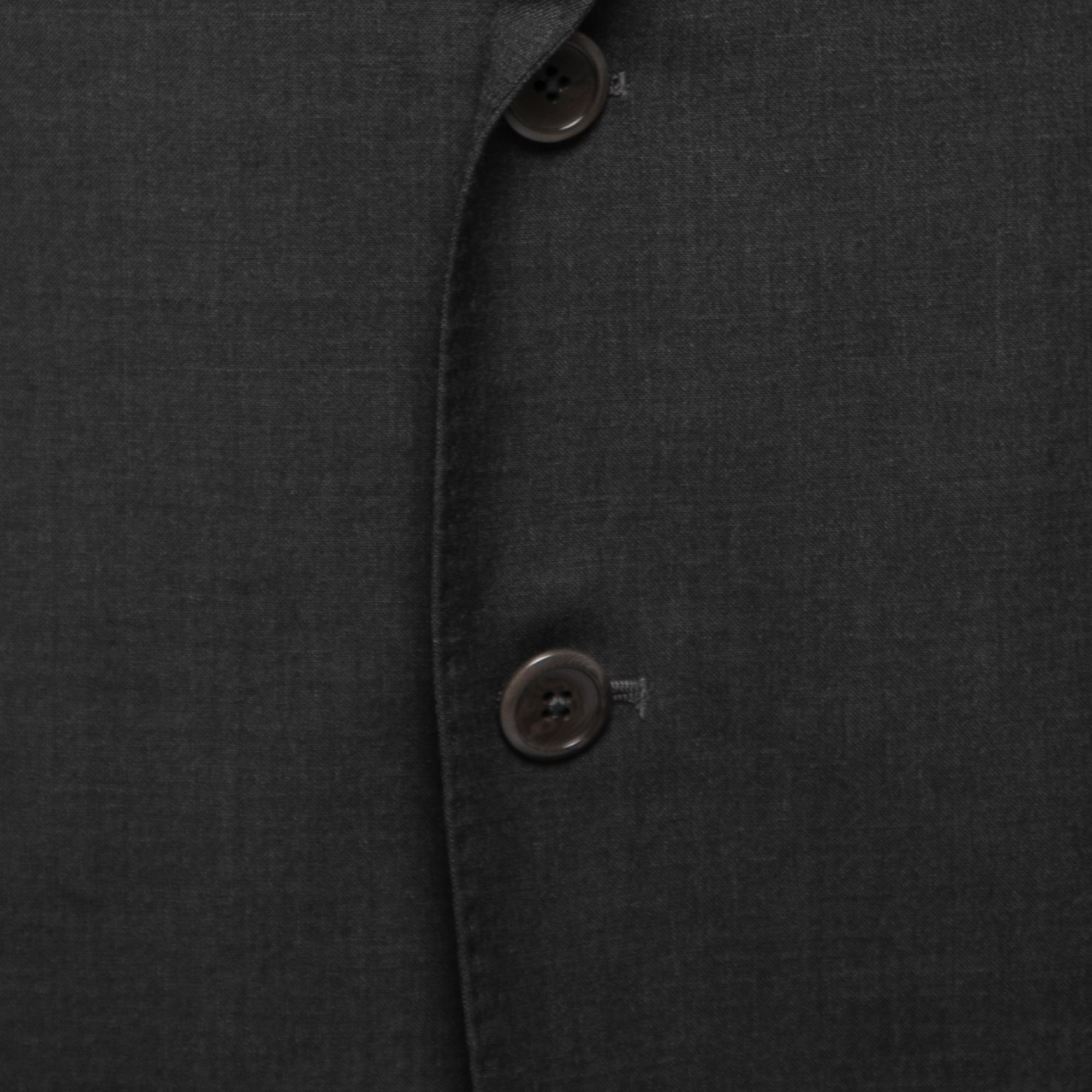 Armani Collezioni Charcoal Grey Wool Single-Breasted Blazer XL