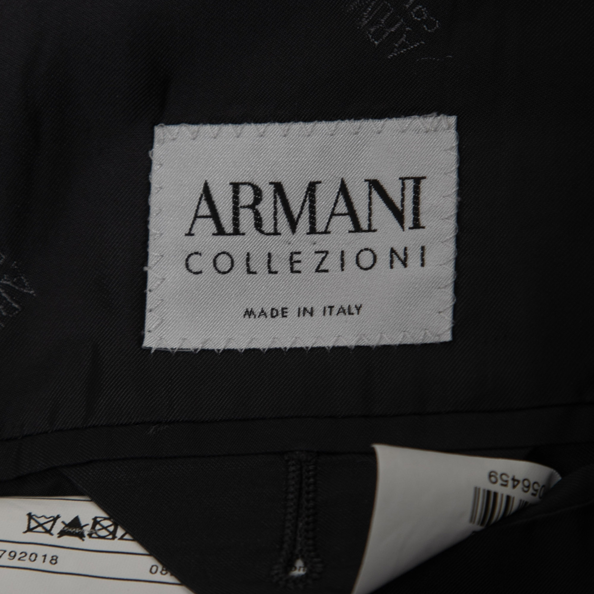 Armani Collezioni Black Textured Wool Single-Breasted Blazer XL