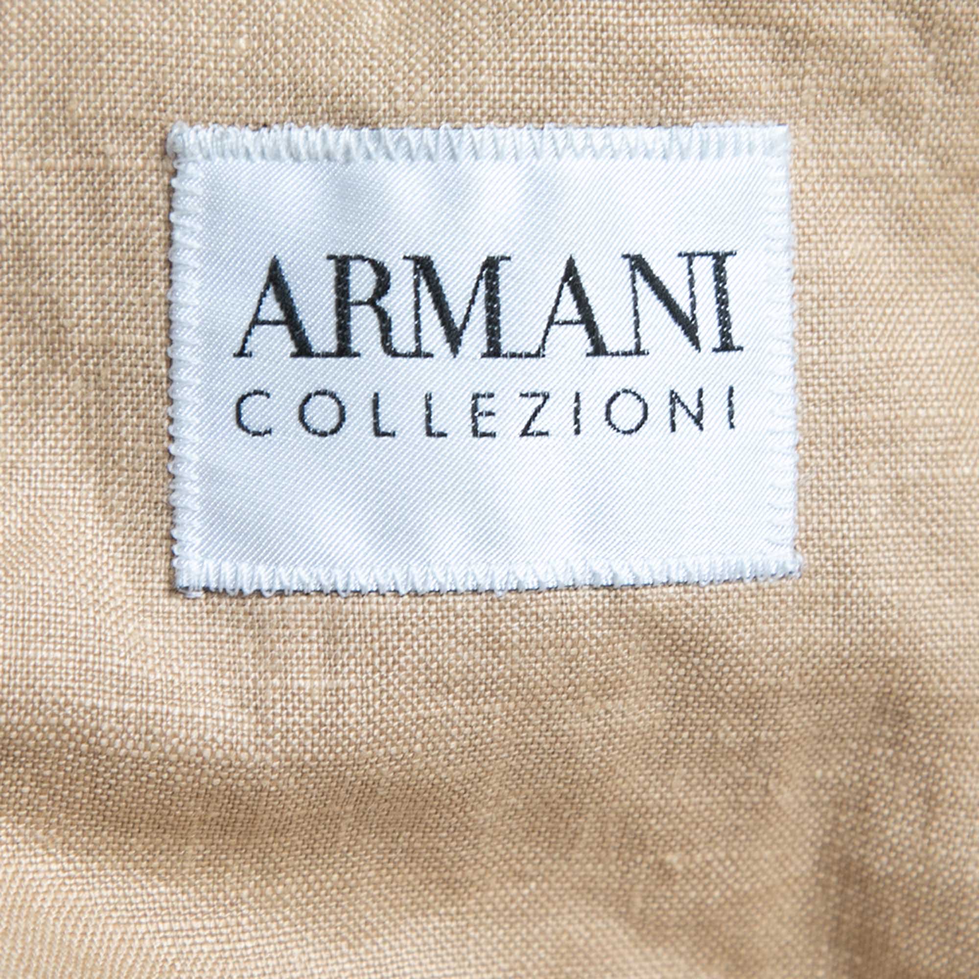 Armani Collezioni Beige Linen Zip Front Coat XXL