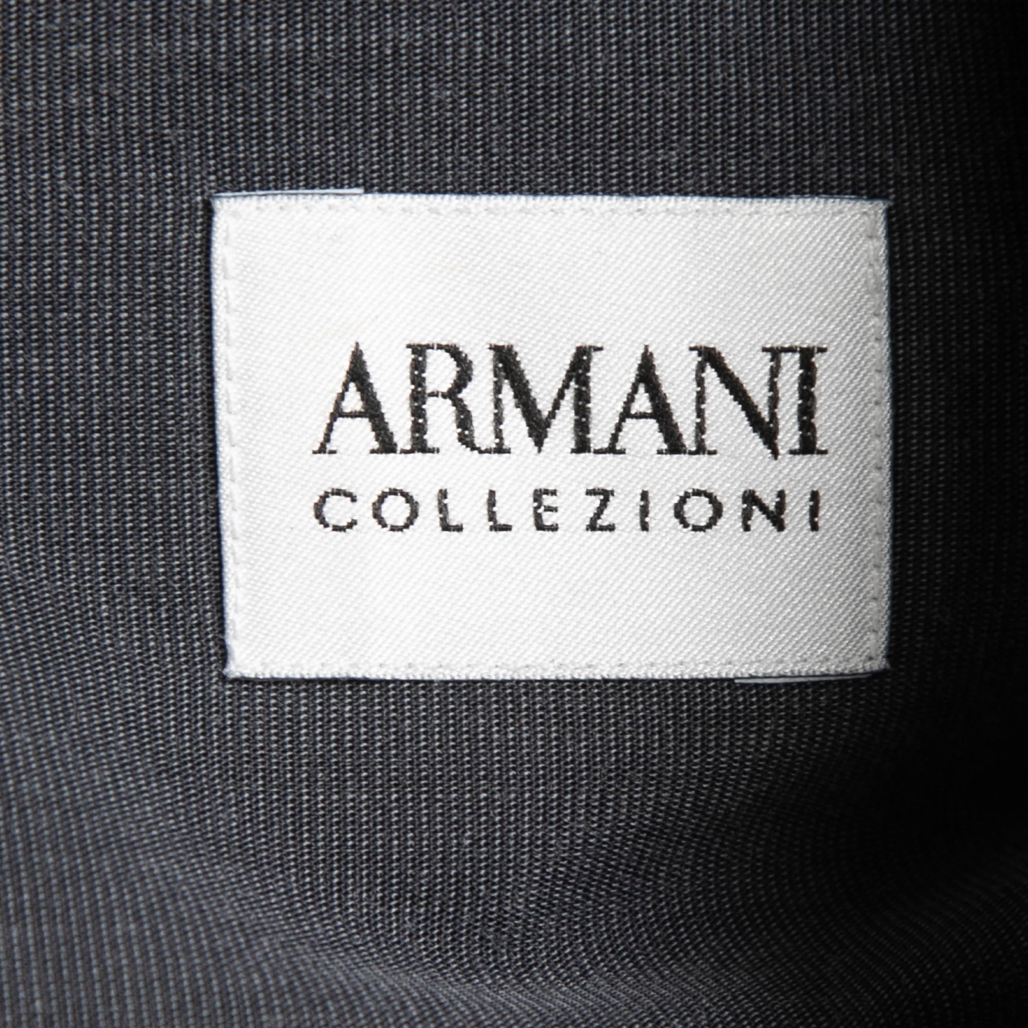 Armani Collezioni Grey Cotton Button Front Full Sleeve Shirt L