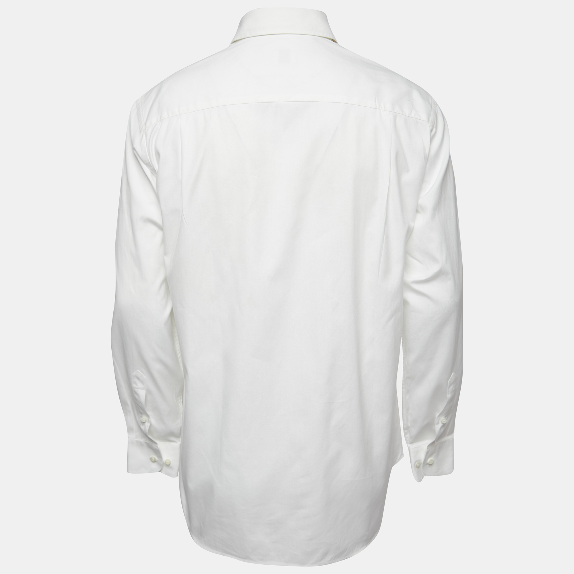 Armani Collezioni White Cotton Button Front Full Sleeve Shirt M