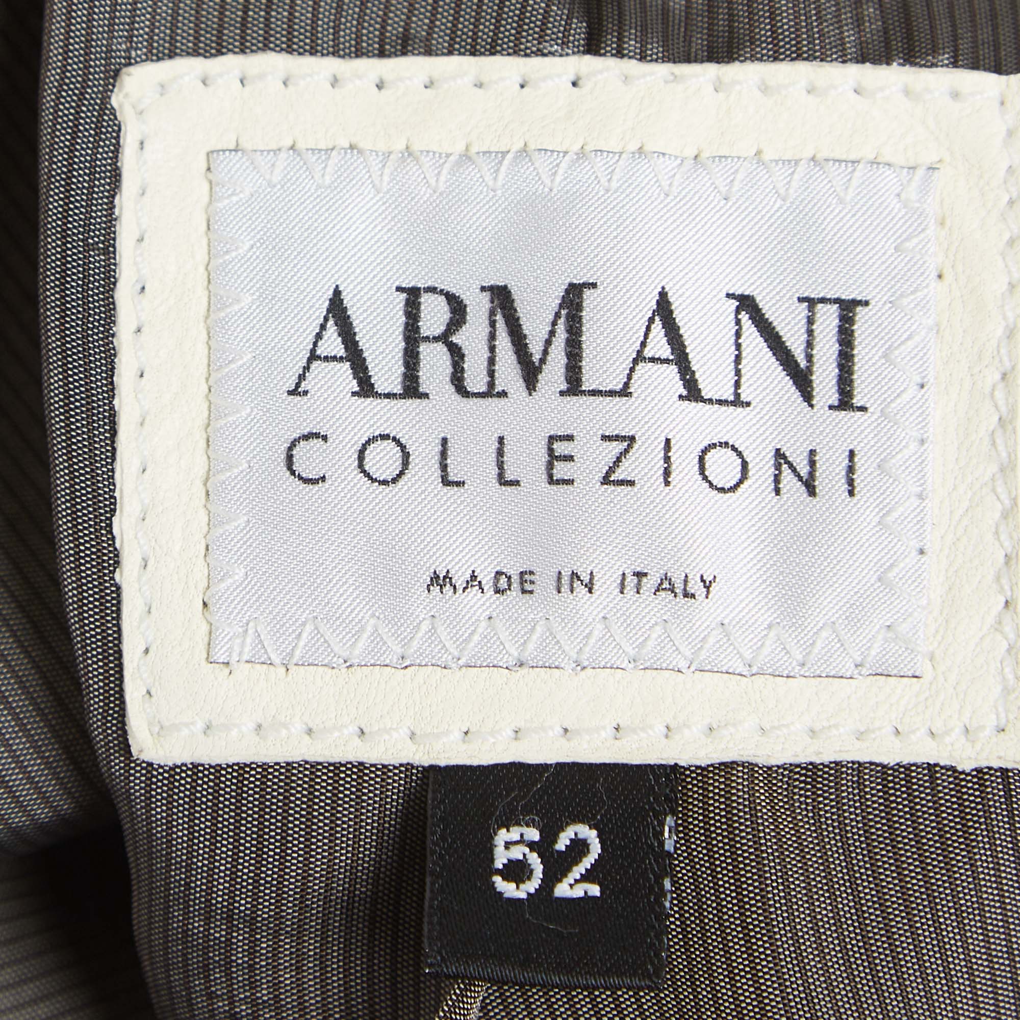 Armani Collezioni White Leather Buttoned Jacket XL