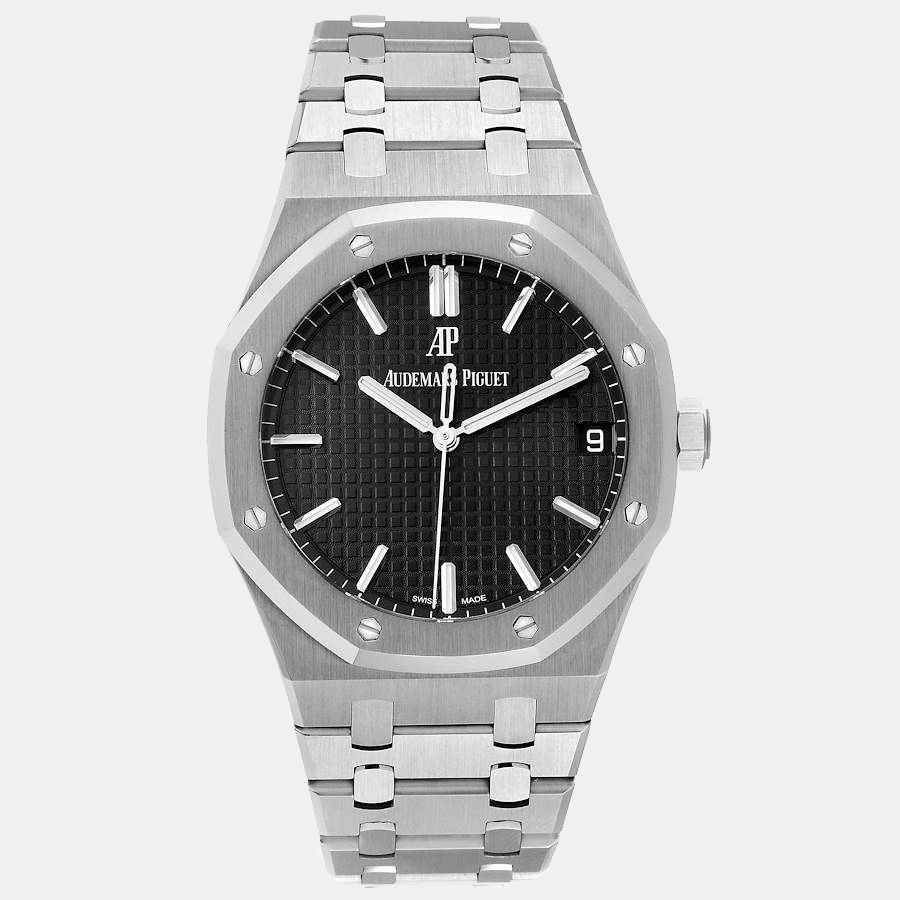 Audemars piguet black stainless steel royal oak 15500st men's wristwatch 41 mm