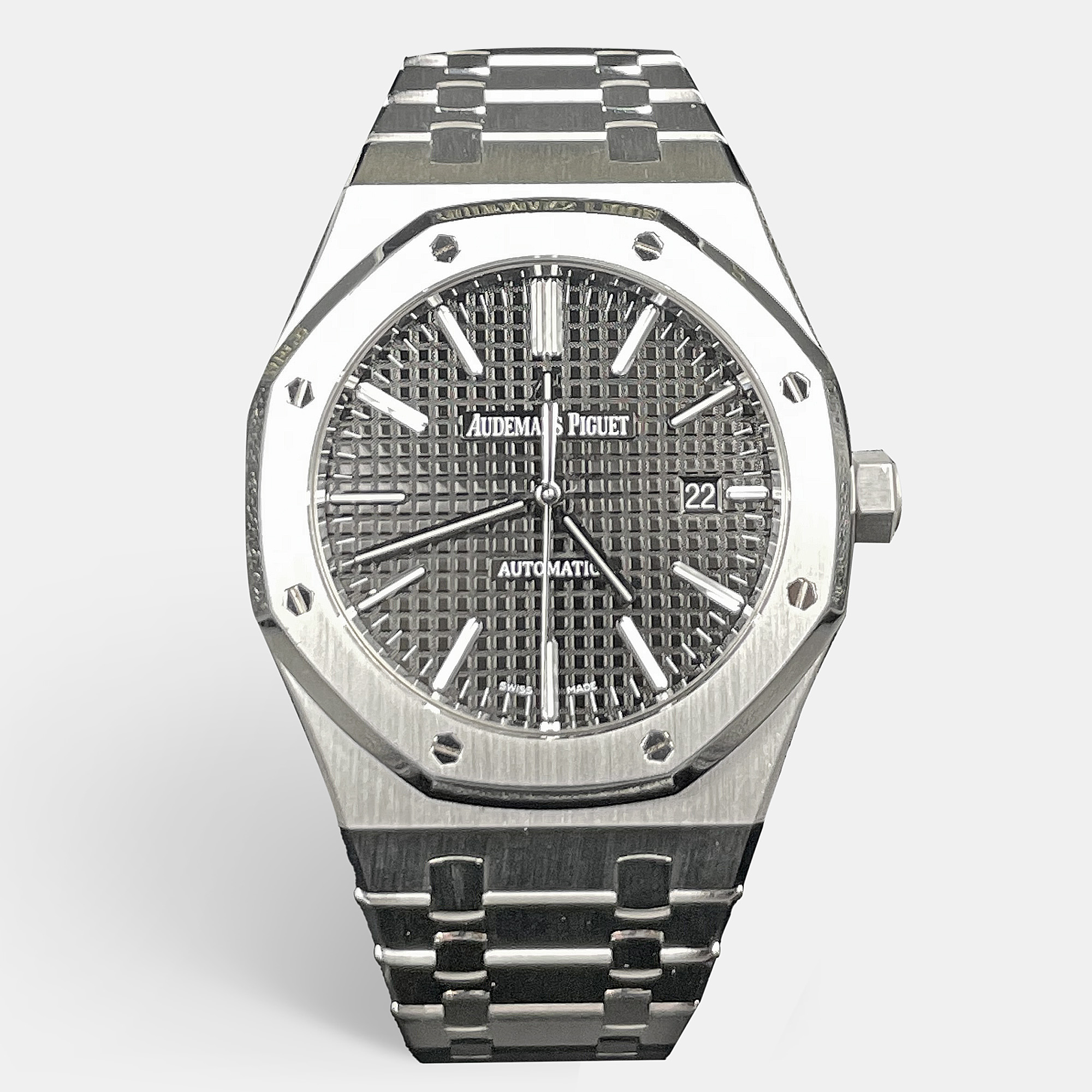 Audemars piguet black stainless steel royal oak 15500st men's wristwatch 41mm