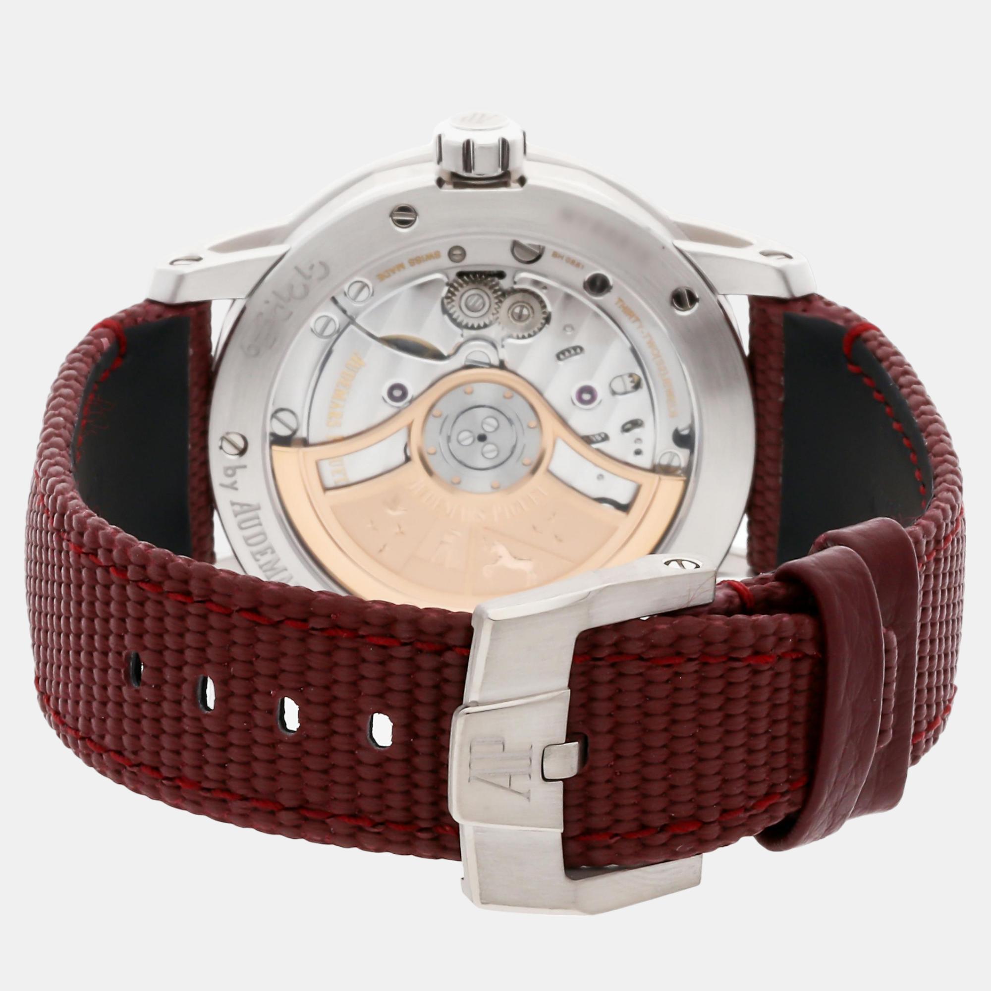 Audemars Piguet Burgundy 18k White Gold 15210BC.OO.A500KB.01 Automatic Men's Wristwatch 41 Mm