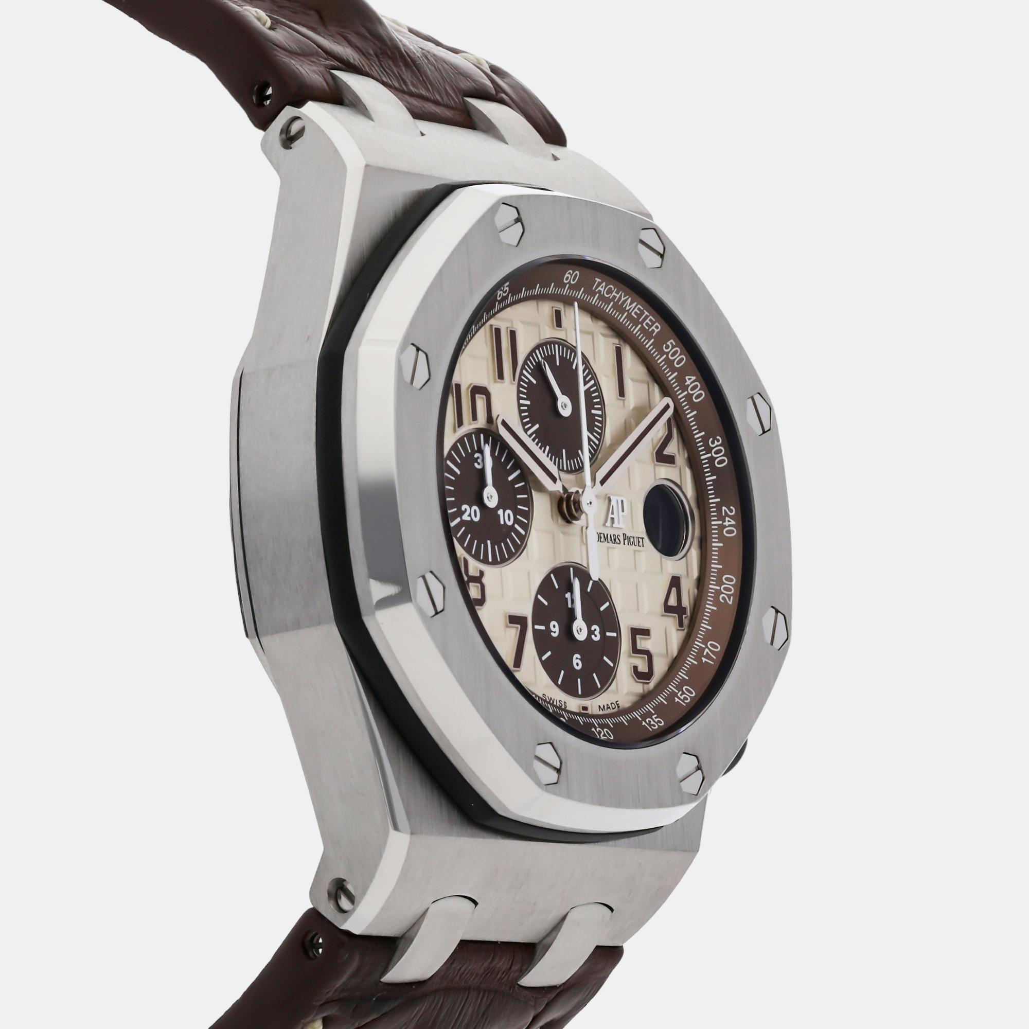 Audemars Piguet Ivory Stainless Steel Royal Oak Offshore 26470ST.OO.A801CR.01 Automatic Men's Wristwatch 42 Mm