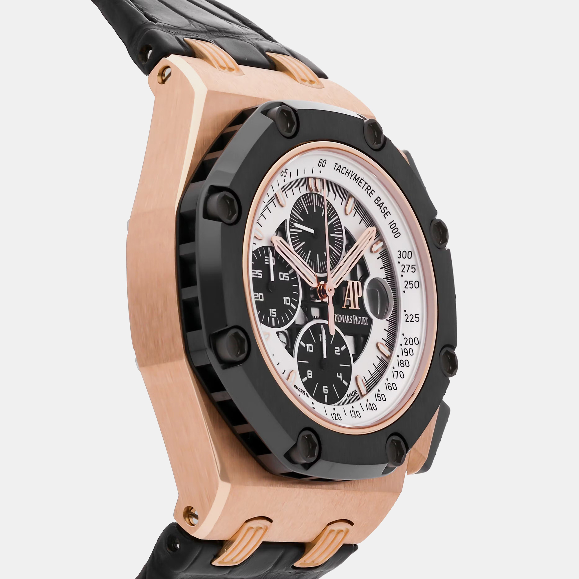 Audemars Piguet White 18k Rose Gold Royal Oak Offshore 26078RO.OO.D002CR.01 Automatic Men's Wristwatch 44 Mm