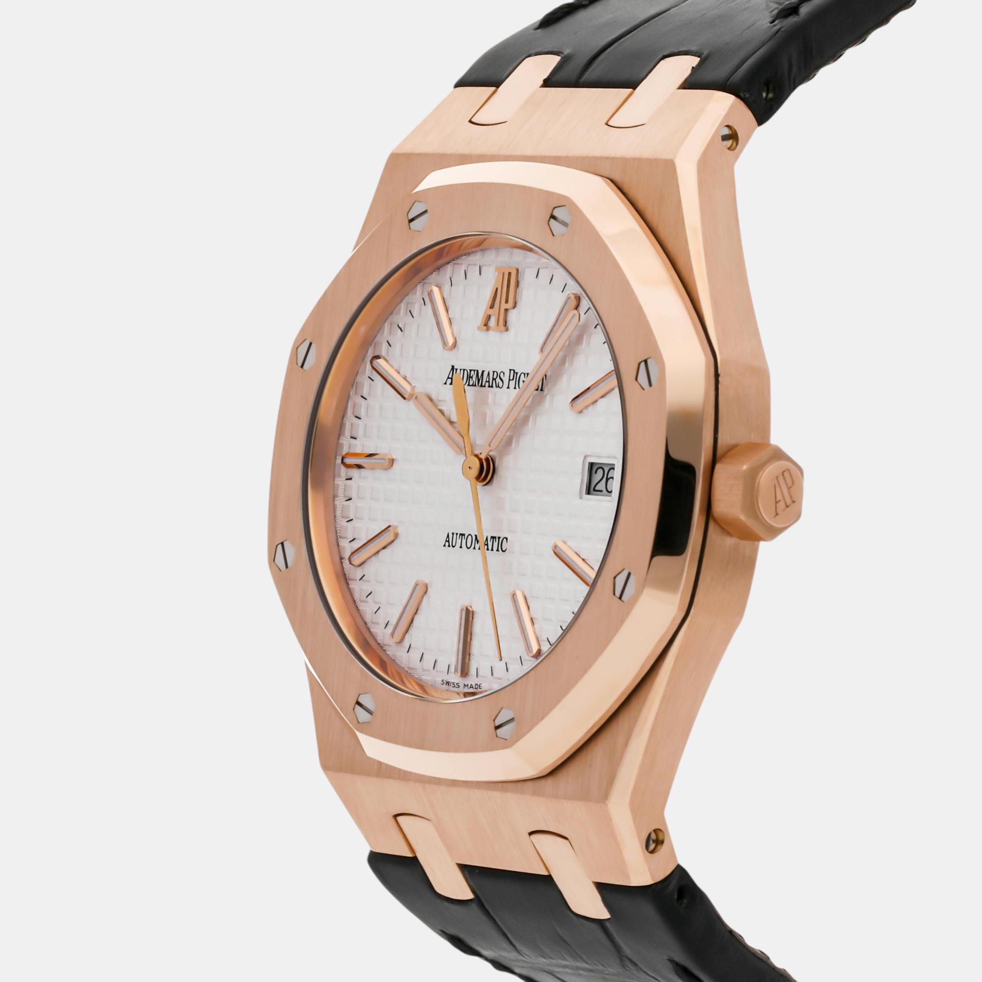 Audemars Piguet Silver 18k Rose Gold Royal Oak 15300OR.OO.D088CR.02 Automatic Men's Wristwatch 39 Mm