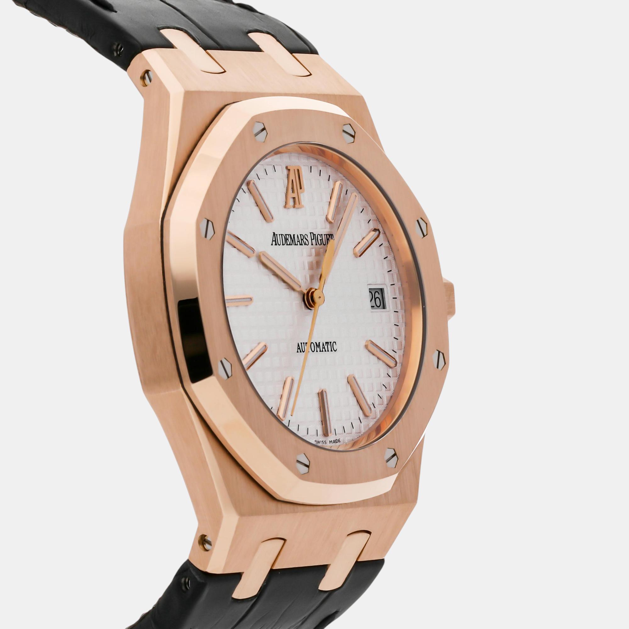 Audemars Piguet Silver 18k Rose Gold Royal Oak 15300OR.OO.D088CR.02 Automatic Men's Wristwatch 39 Mm