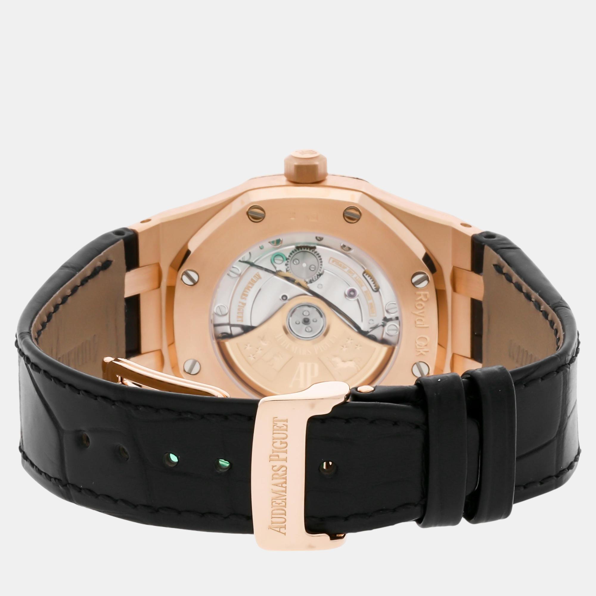 Audemars Piguet Silver 18k Rose Gold Royal Oak 15300OR.OO.D088CR.02 Automatic Men's Wristwatch 39 Mm