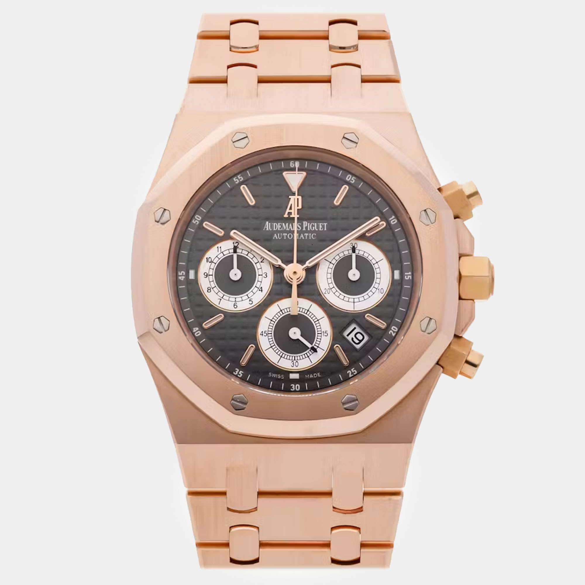 Audemars Piguet Rose Gold Royal Oak Chronograph Automatic Men's Wristwatch 39 MM, Grey
Audemars Piguet Rose Gold Royal Oak Chronograph Automatic Men's Wristwatch 39 MM, Grey