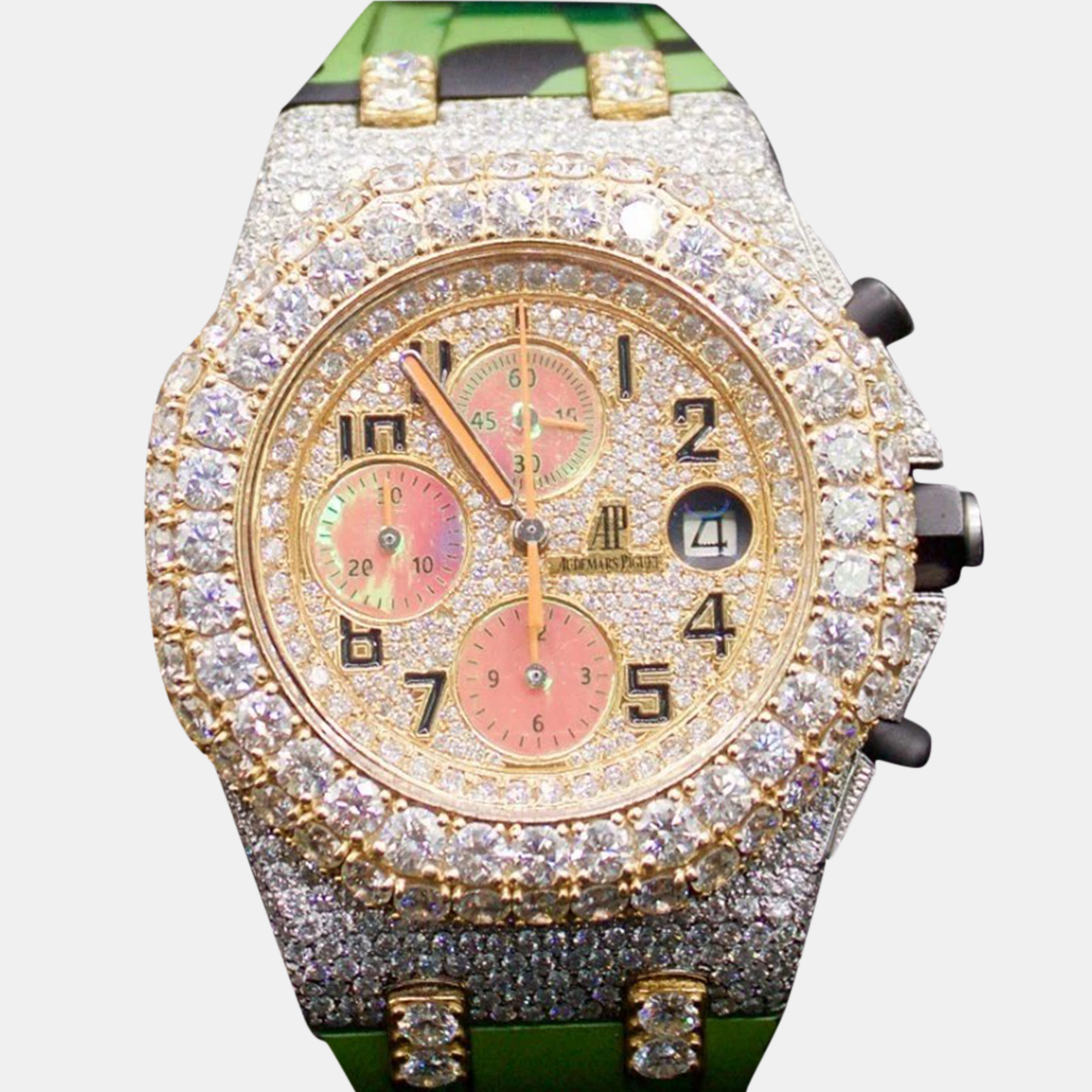 Audemars Piguet Customised Gold Diamond Stainless Steel Royal Oak Offshore 4027 Automatic Men's Wristwatch 40 mm
Audemars Piguet Customised Gold Diamond Stainless Steel Royal Oak Offshore 4027 Automatic Men's Wristwatch 40 mm