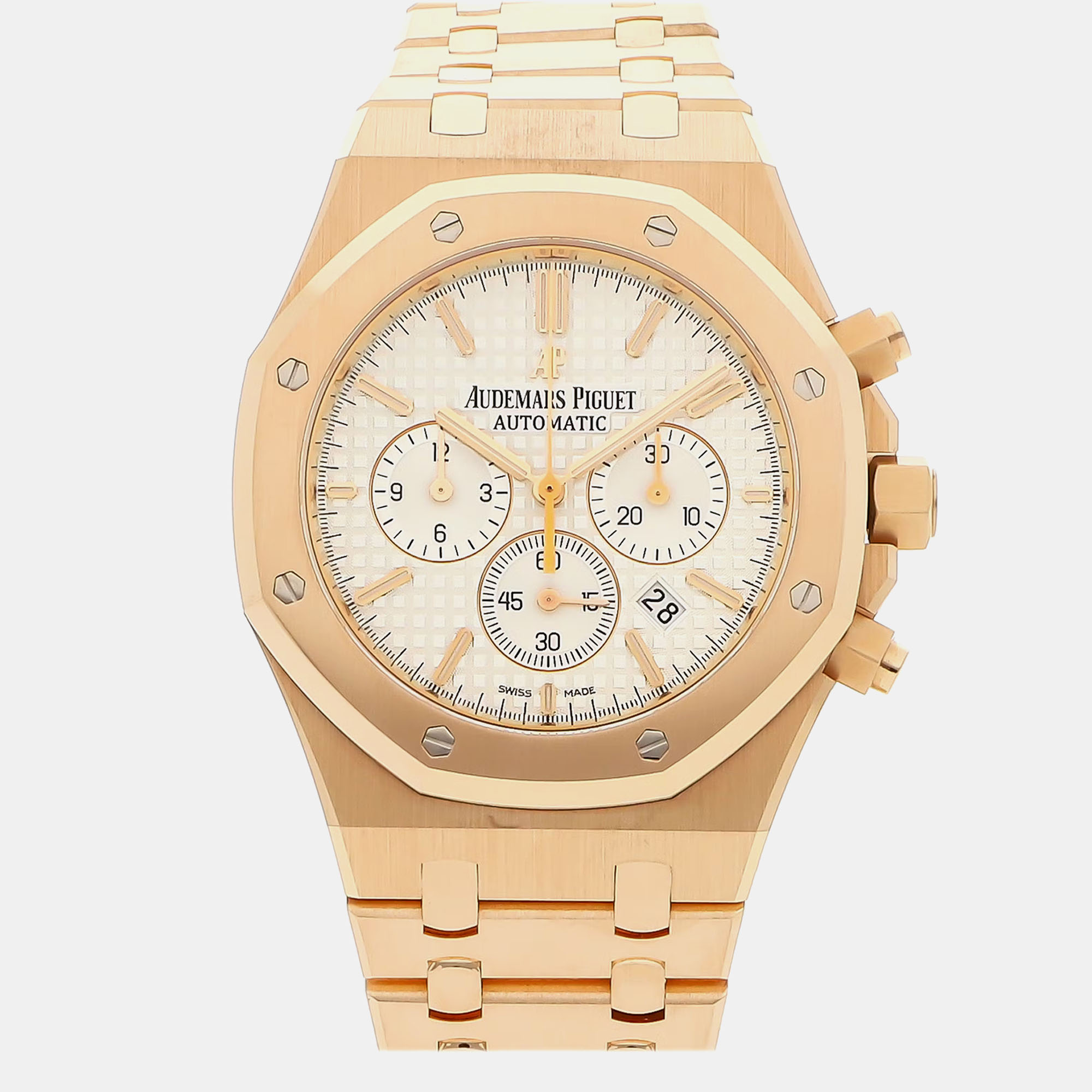 Audemars Piguet Royal Oak Chronograph 26320OR.OO.1220OR.02 Automatic Rose Gold Black Dial Men's Wristwatch, Silver
Audemars Piguet Royal Oak Chronograph 26320OR.OO.1220OR.02 Automatic Rose Gold Black Dial Men's Wristwatch, Silver