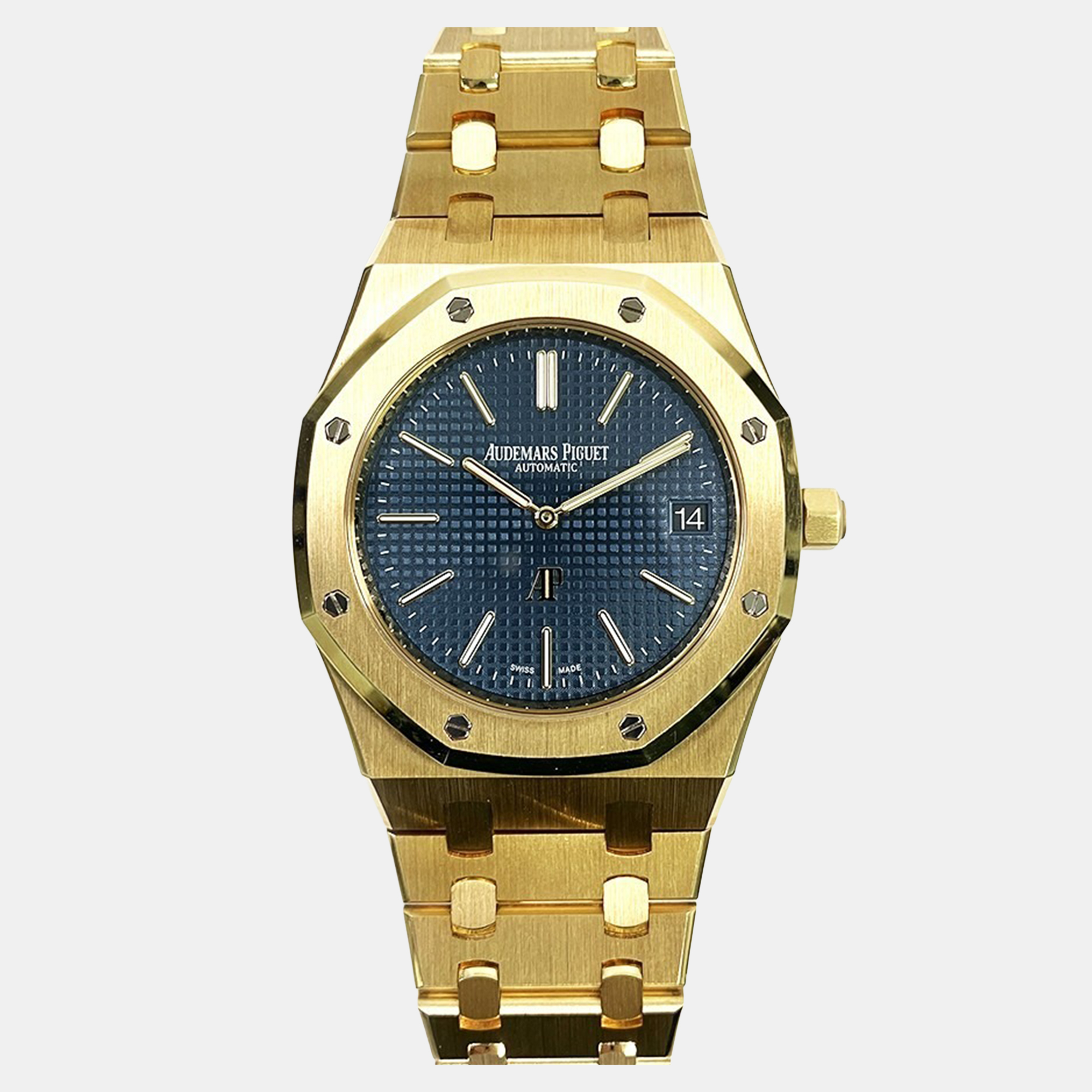 Audemars Piguet Royal Oak 15202BA Automatic Blue 18k Yellow Gold Men's Wristwatch 39 mm 
Audemars Piguet Royal Oak 15202BA Automatic Blue 18k Yellow Gold Men's Wristwatch 39 mm