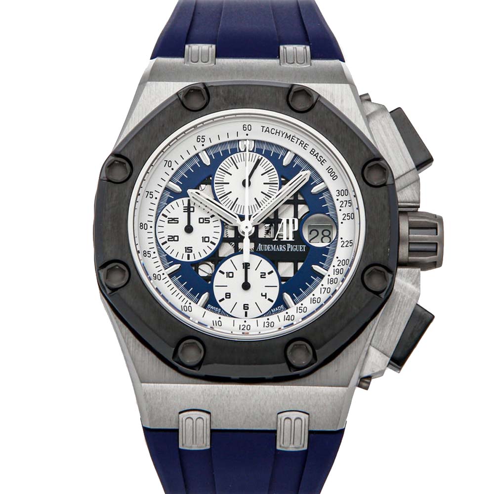 Audemars Piguet Blue Platinum Royal Oak Offshore Chronograph Rubens Barrichello II 26078PO. OO. D018CR.01 Men's Wristwatch 44 MM