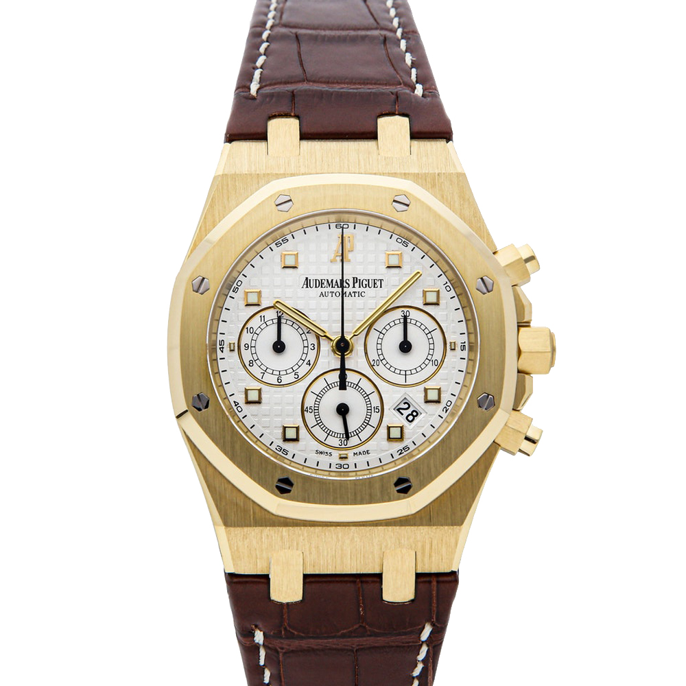 Audemars Piguet White 18K Yellow Gold Royal Oak Chronograph 26022BA. OO. D088CR.01 Men's Wristwatch 39 MM
