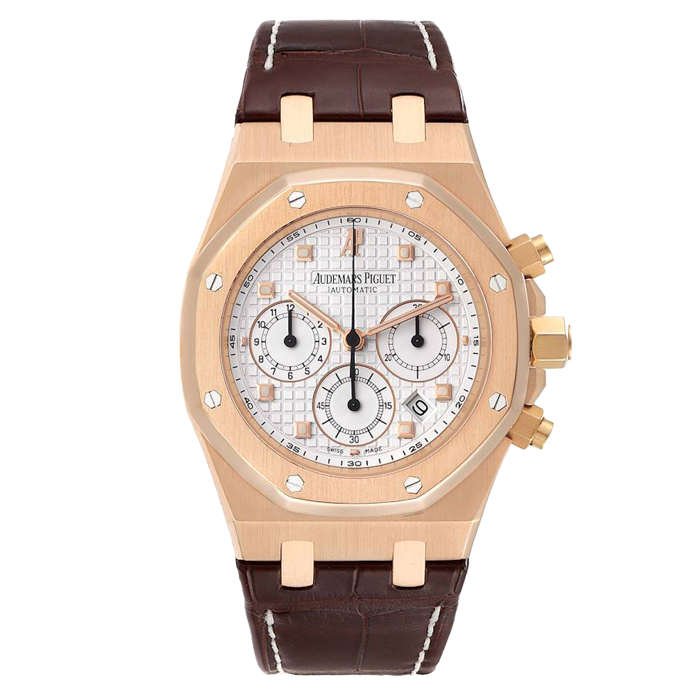 Audemars Piguet Silver 18K Rose Gold Royal Oak 26022OR Men's Wristwatch 39 MM
