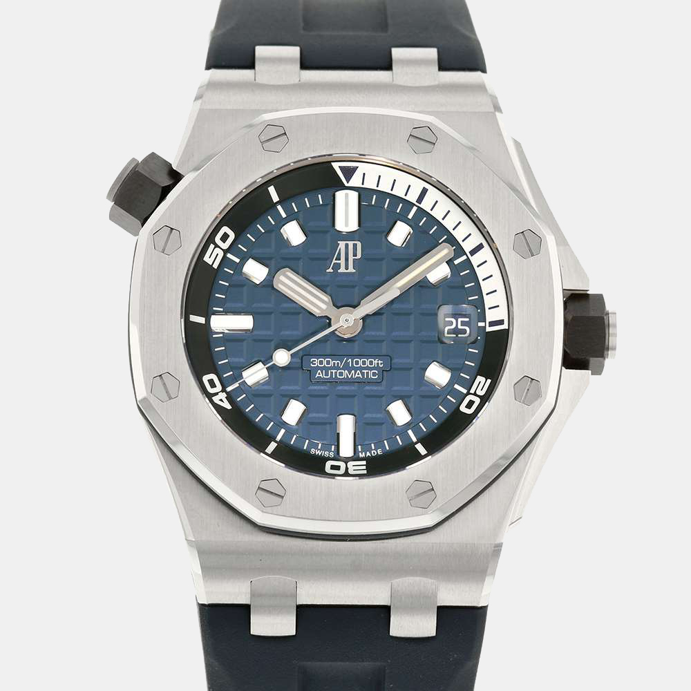 Audemars Piguet Blue Stainless Steel Royal Oak Offshore Diver 15720ST.OO.A027CA.01 Men's Wristwatch 42 Mm
