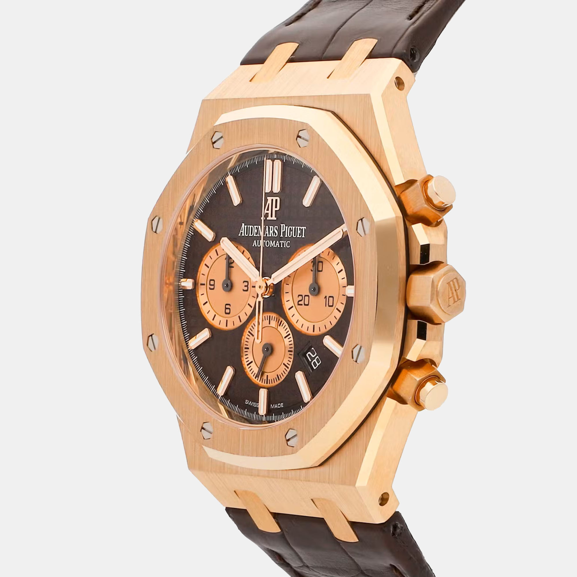 Audemars Piguet Brown 18k Rose Gold Royal Oak 26331OR.OO.D821CR.01 Automatic Men's Wristwatch 41 Mm