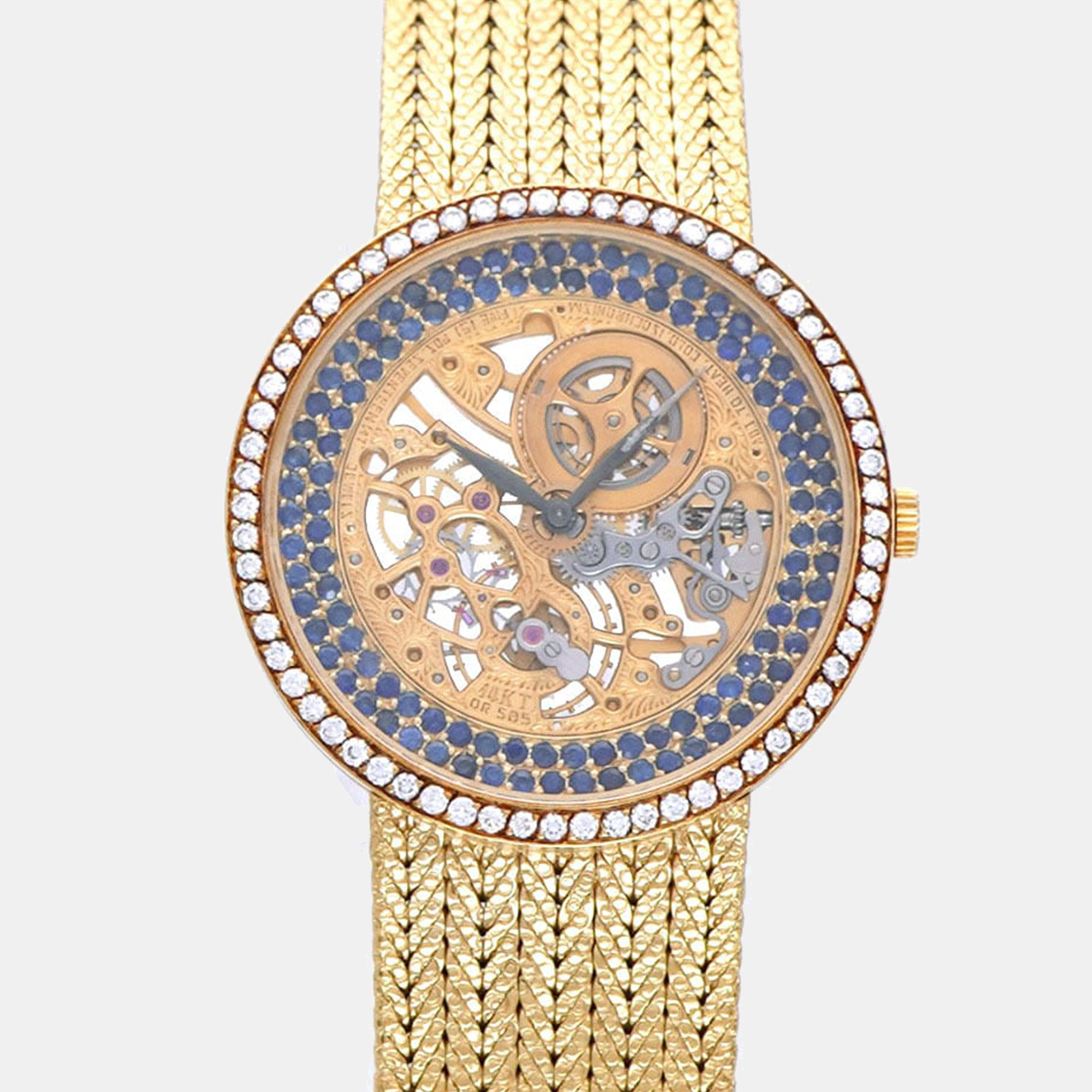 Audemars Piguet Champagne Diamonds 18K Yellow Gold Classique Men's Wristwatch 32 Mm
