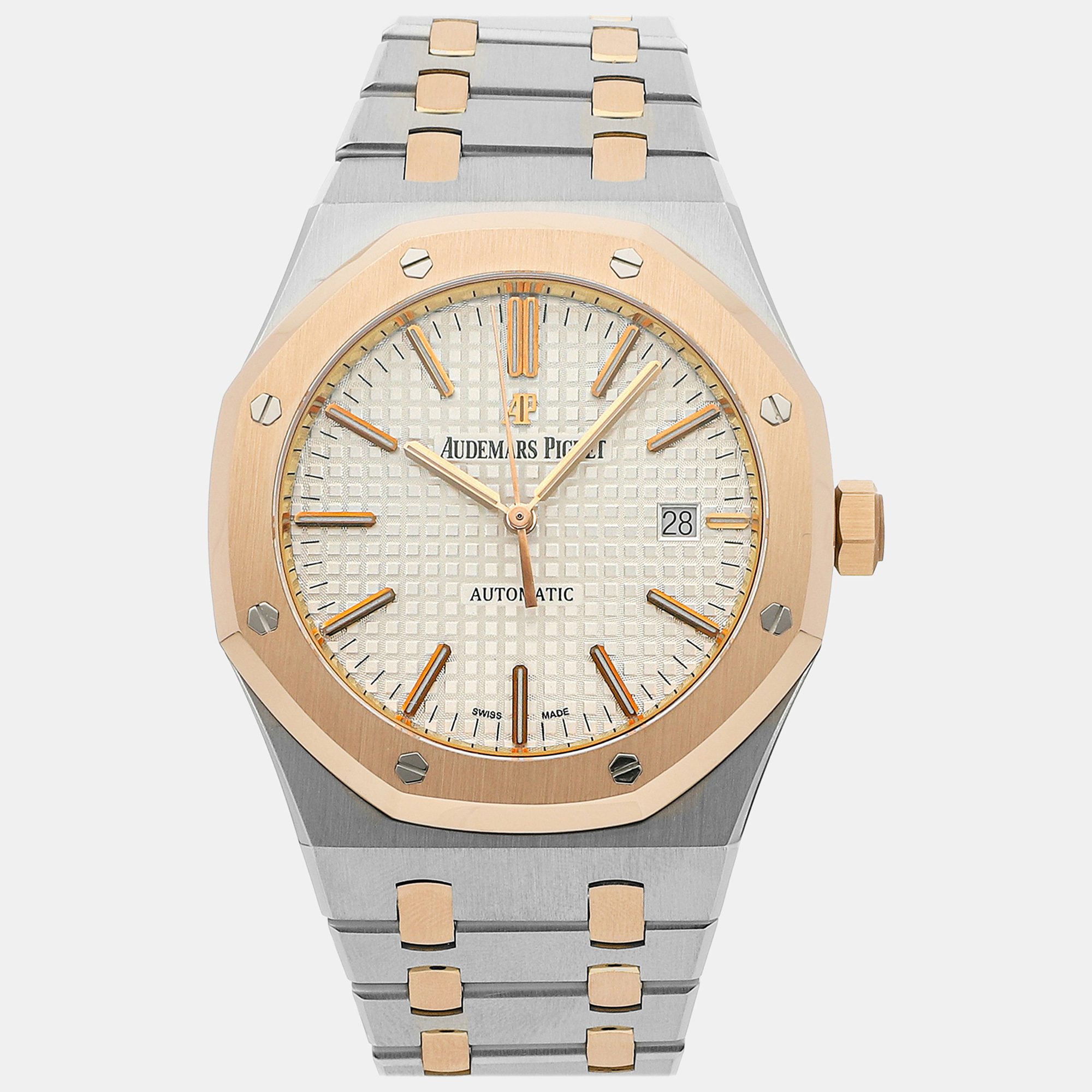 Audemars Piguet Silver 18k Rose Gold And Stainless Steel Royal Oak 15400SR.OO.1220SR.01 Automatic Men's Wristwatch 41 Mm