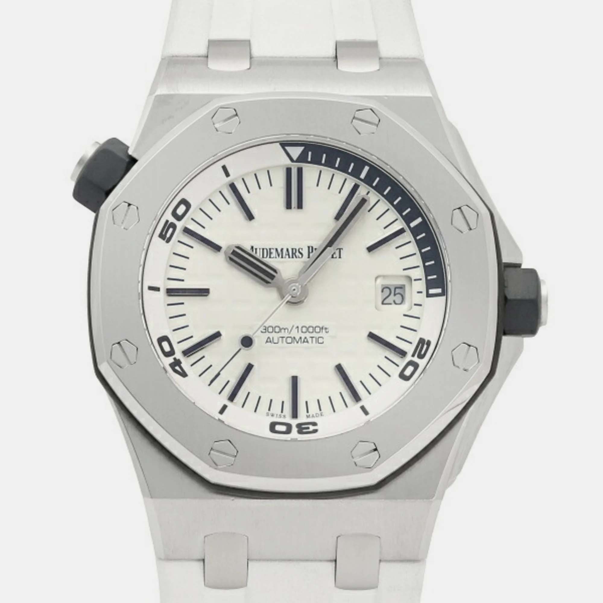 Audemars Piguet Silver Stainless Steel Royal Oak Offshore 15710ST.OO.A002CA.02 Automatic Men's Wristwatch 42 Mm