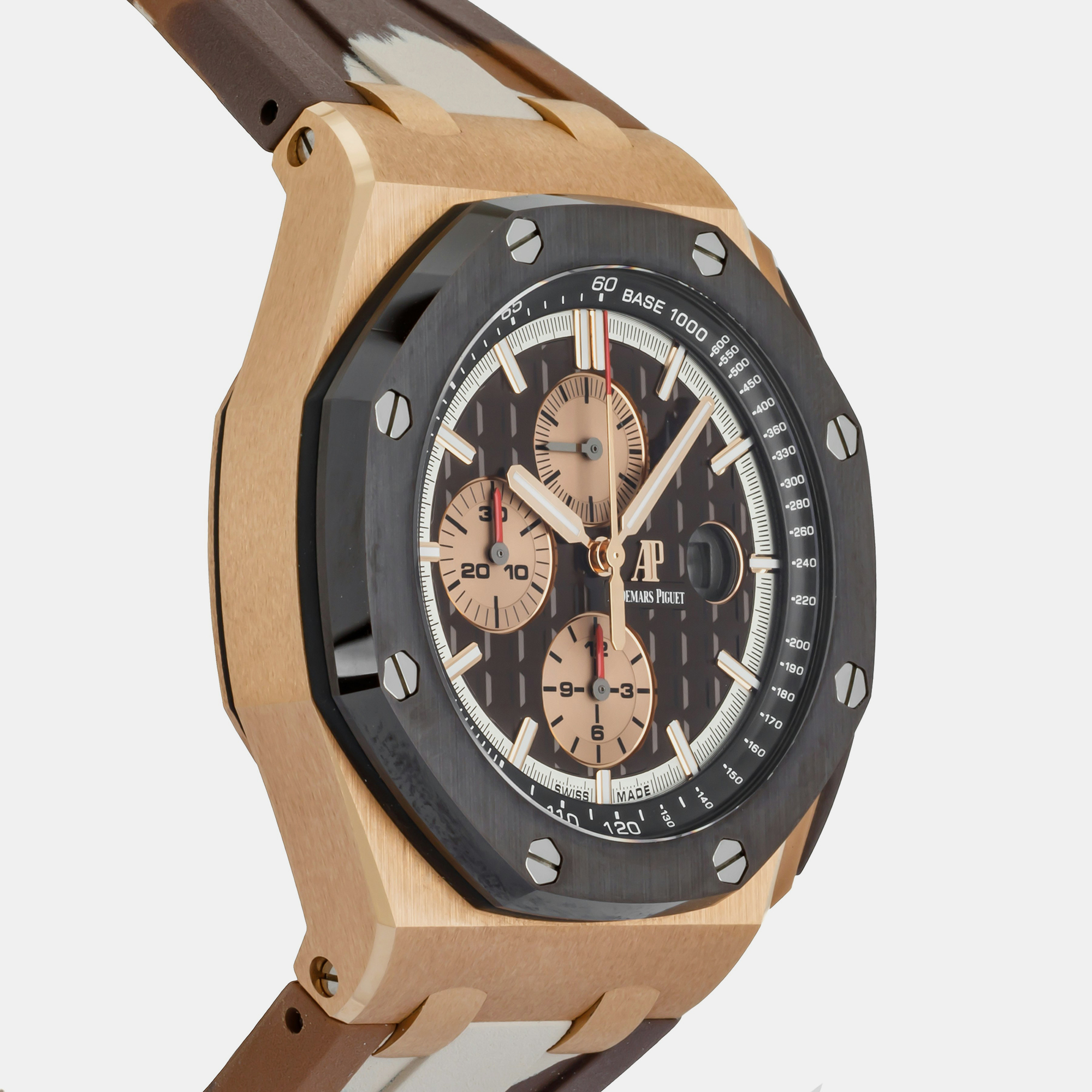 Audemars Piguet Brown 18k Rose Gold Royal Oak Offshore 26401RO.OO.A087CA.01 Automatic Men's Wristwatch 44 Mm