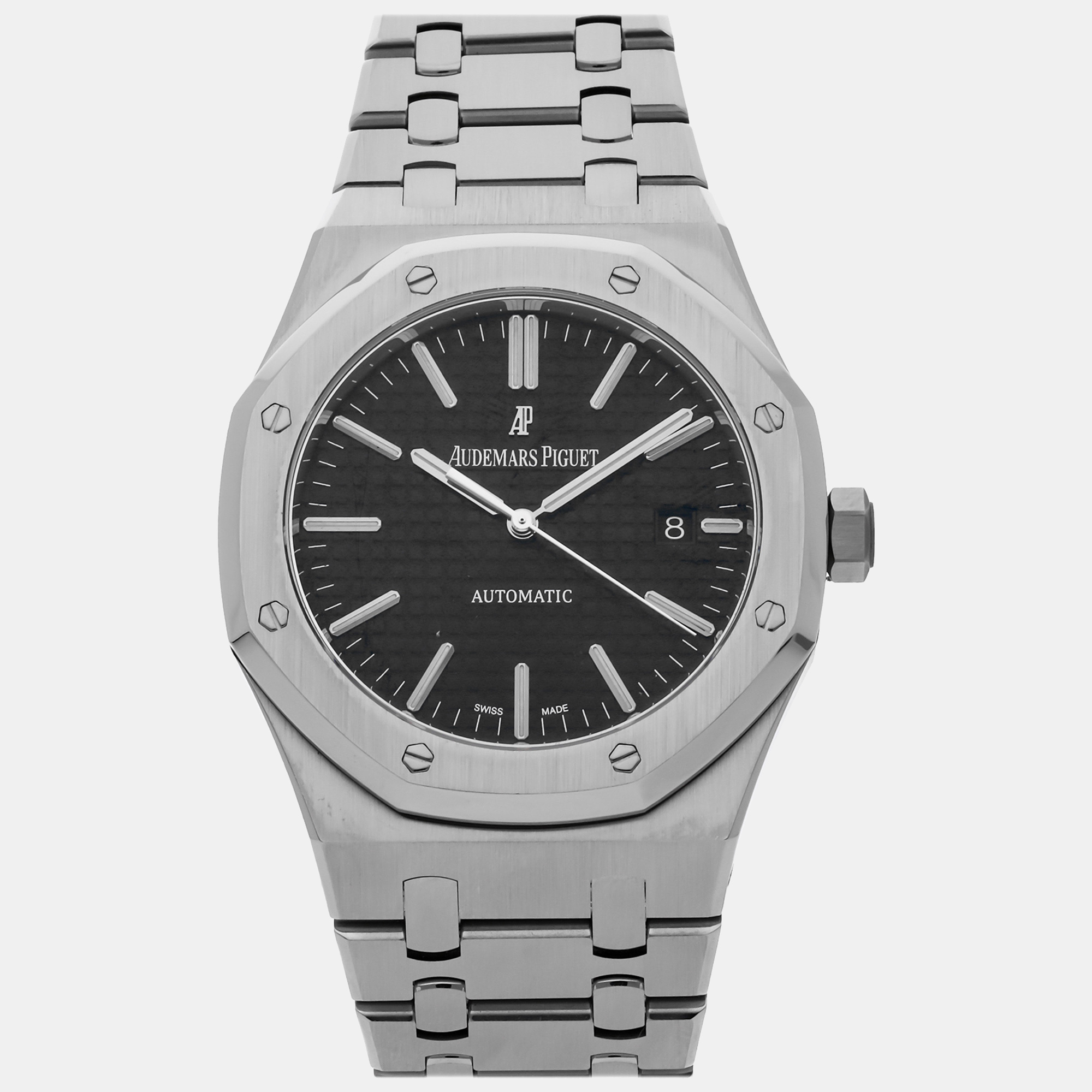 Audemars piguet black stainless steel royal oak 15400st.oo.1220st.01 automatic men's wristwatch 41 mm