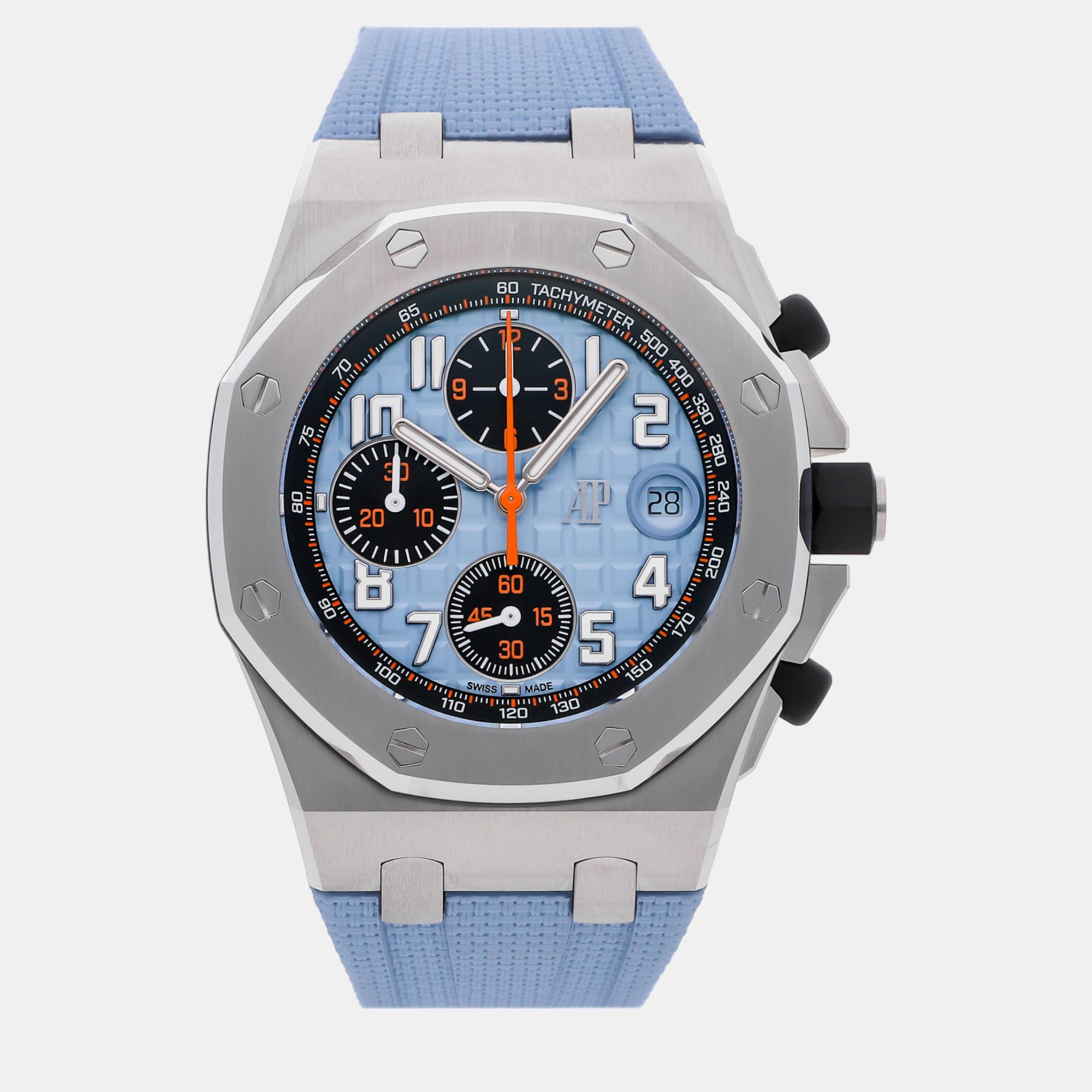 Audemars piguet blue stainless steel royal oak offshore 26238st.oo.a340ca.01 automatic men's wristwatch 42 mm